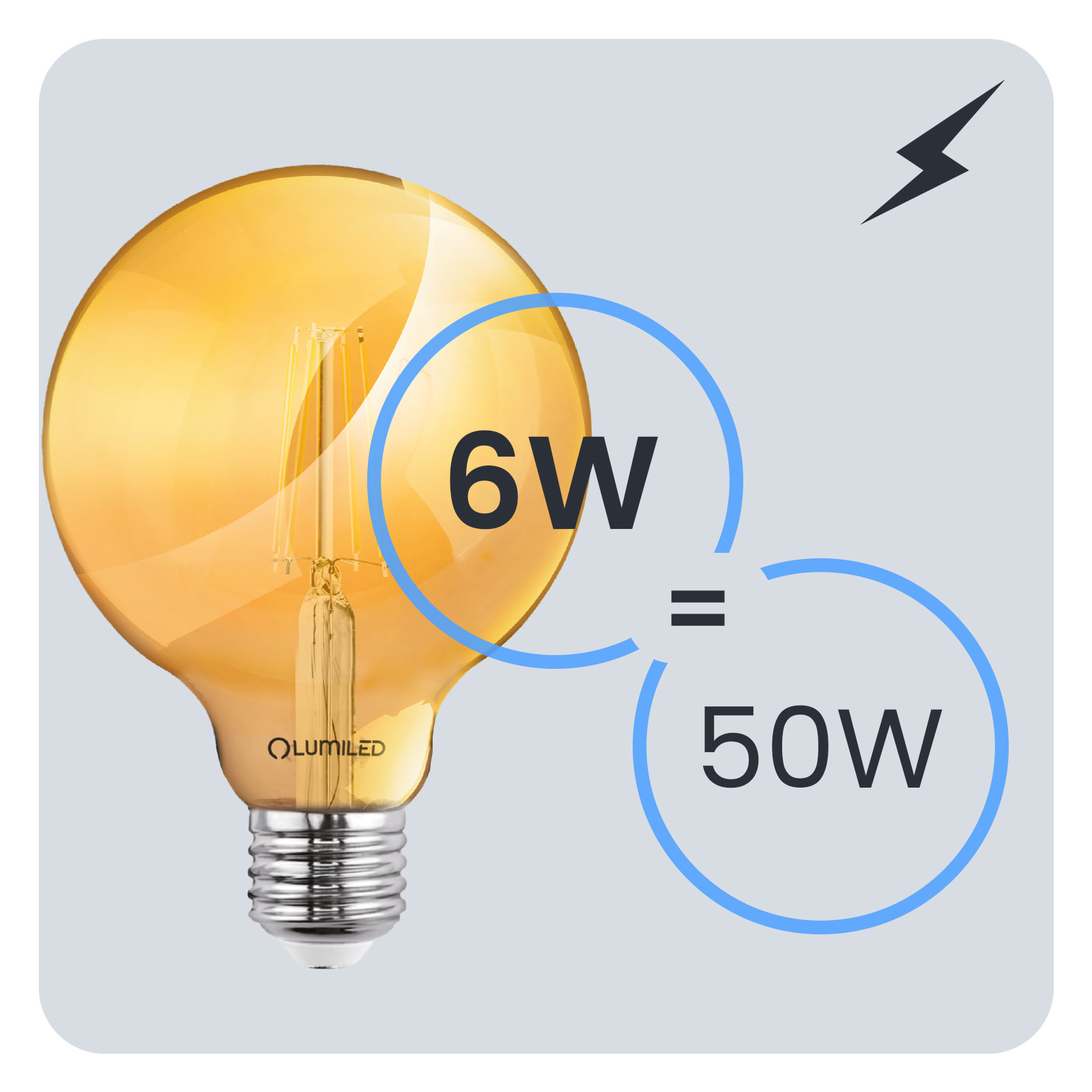 Żarówka LED E27 Kula G95 6W = 50W 660lm 2000K Ciepła 360° BURSZTYNOWA FILAMENT LUMILED - trzecia cecha produktu