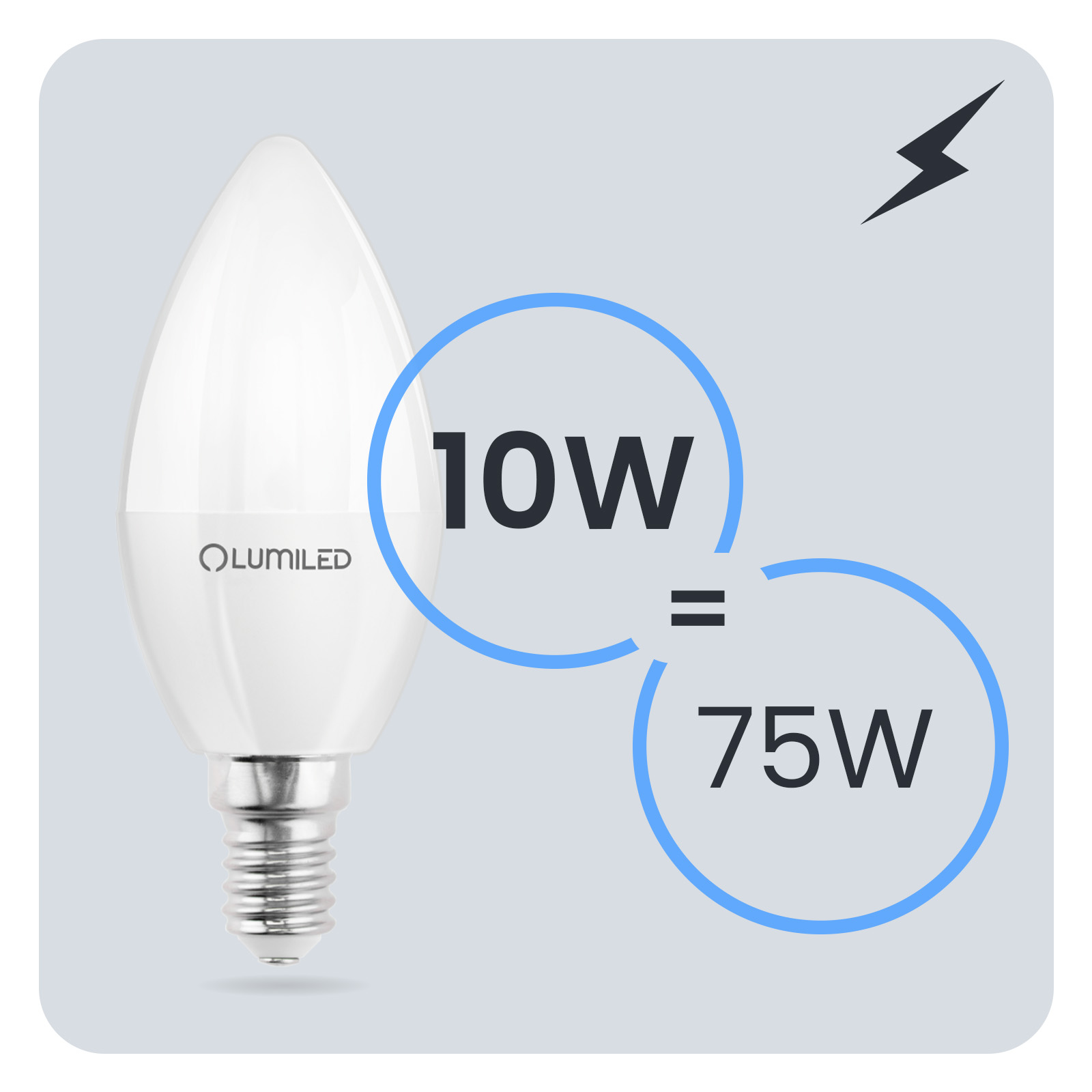 Żarówka LED E14 Świeczka B35 10W = 75W 1100lm 6500K Zimna 180° LUMILED - trzecia cecha produktu