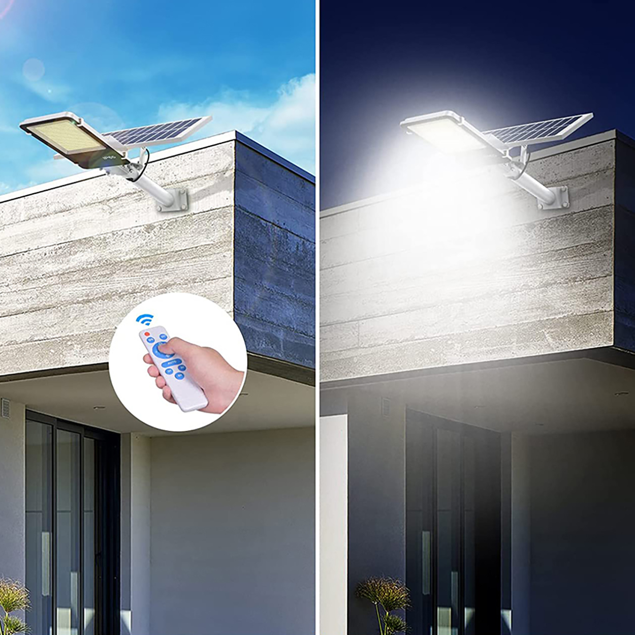 Lampa Solarna Uliczna LED 1200W 120000lm 6500K Zimna Czujnik Zmierzchu MOCNA Latarnia Ogrodowa z Regulowanym Panelem + Uchwyt i Pilot - trzecia cecha produktu