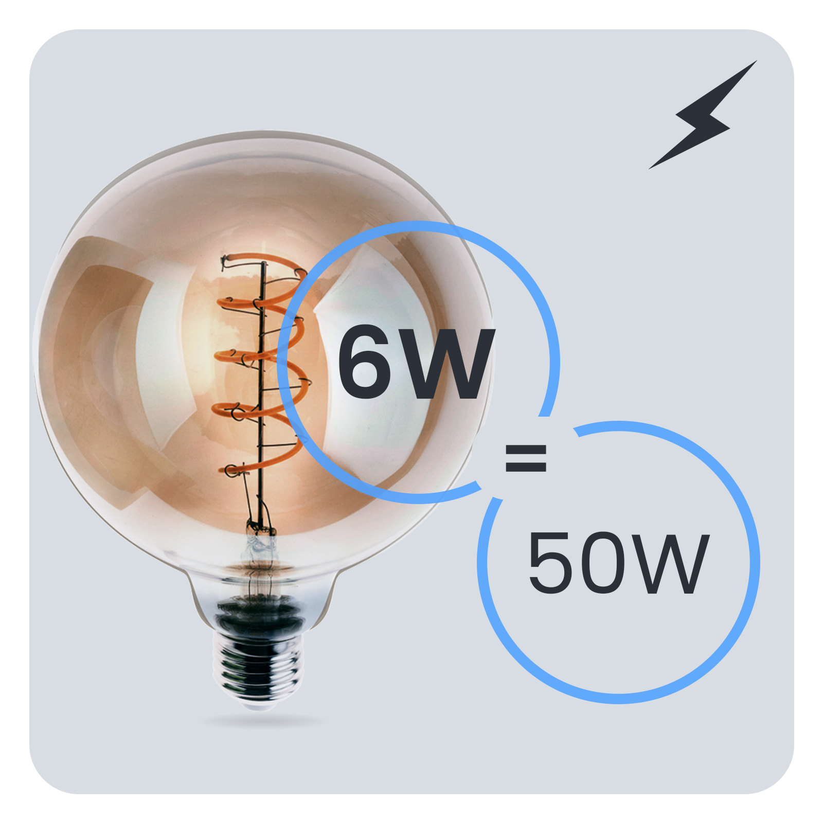 6x Żarówka LED E27 Kula G125 6W = 50W 660LM 2200K Ciepła 360° Dymiona Filament LUMILED - trzecia cecha produktu