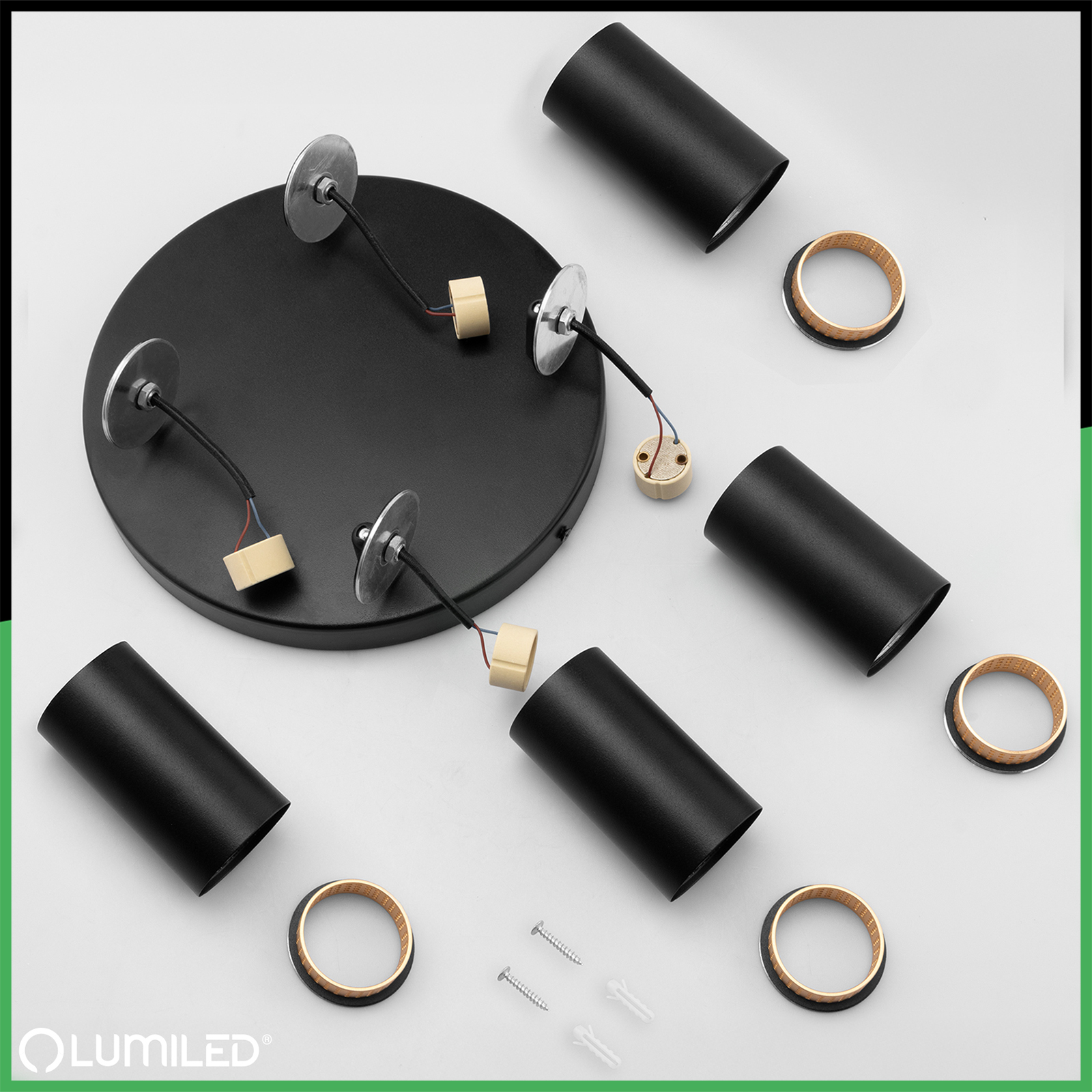 Lampa Sufitowa Reflektor 4x GU10 Plafon ELIGIS Czarny LUMILED - skład produktu