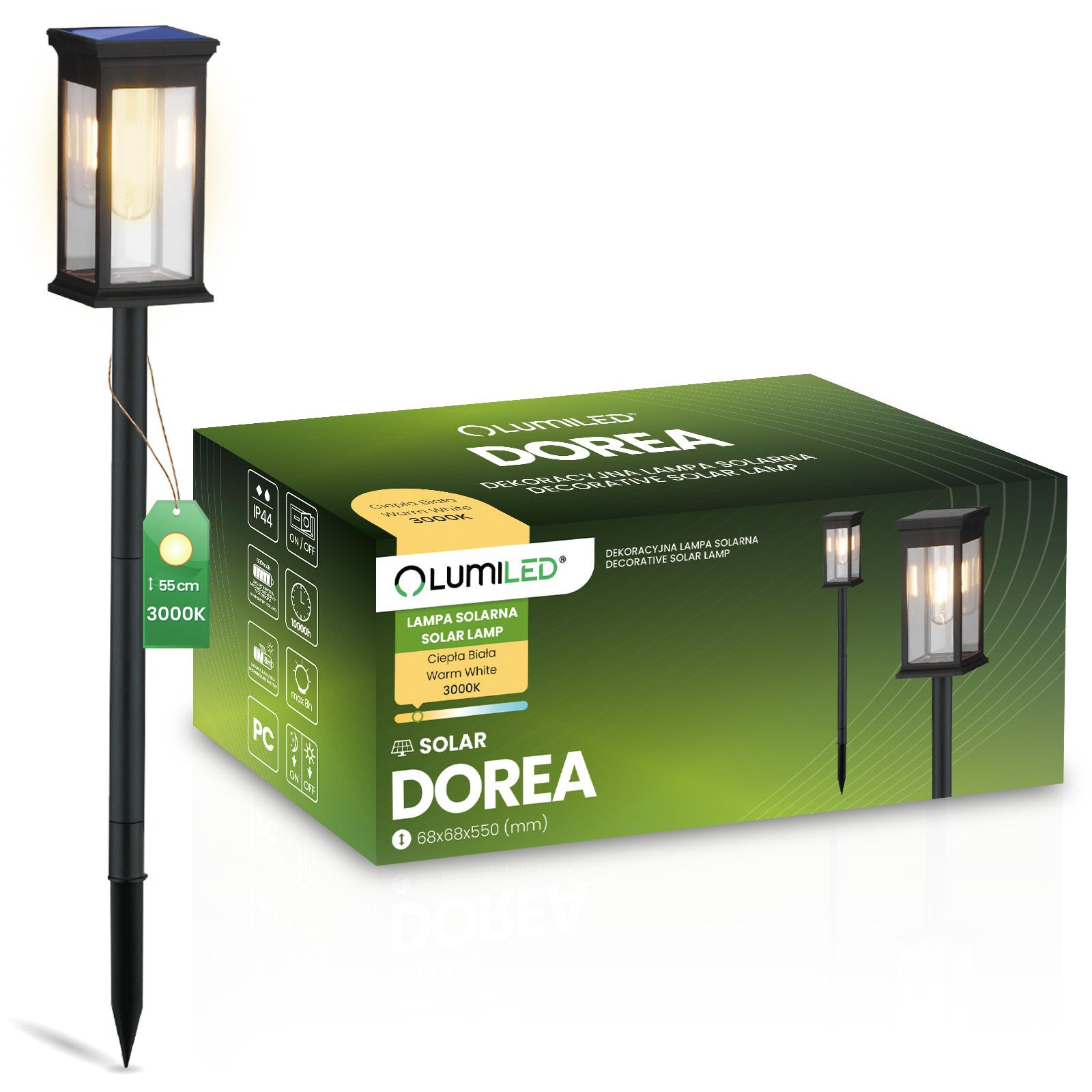 Lampa Solarna LED DOREA Ogrodowa Zewnętrzna Wbijana IP65 Ozdobna Lampka Słupek LUMILED - główne zdjęcie produktu