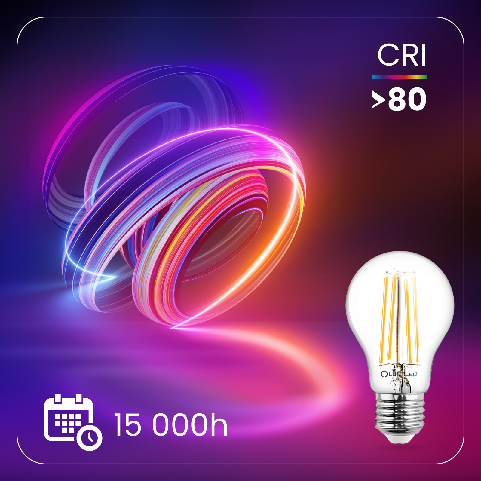 Żarówka LED E27 A60 11W = 100W 1521lm 3000K Ciepła 360° FILAMENT LUMILED - druga cecha produktu