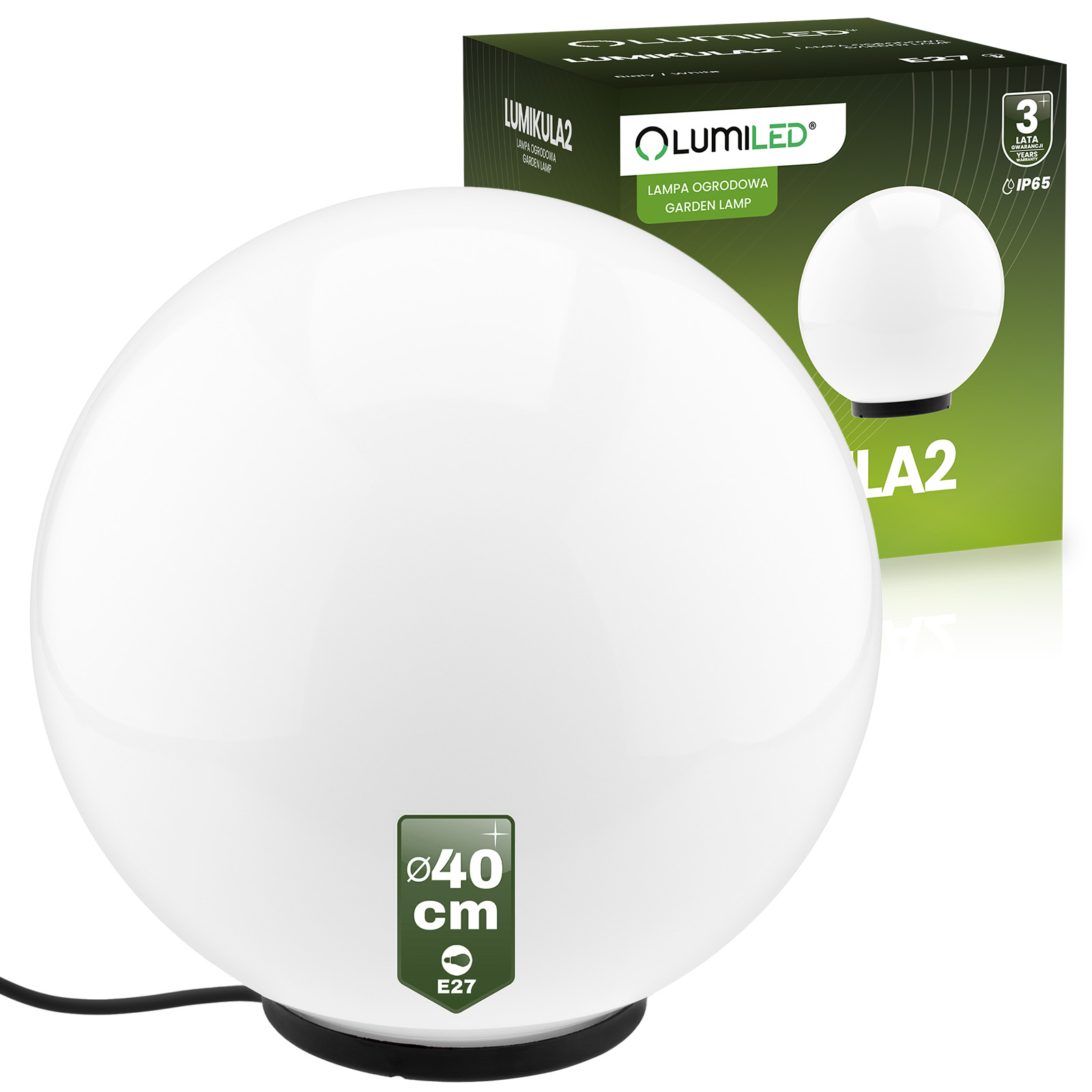 Lampa Oprawa Ogrodowa Zewnętrzna KULA LED 40CM E27 IP65 LUMIKULA2 LUMILED - główne zdjęcie produktu