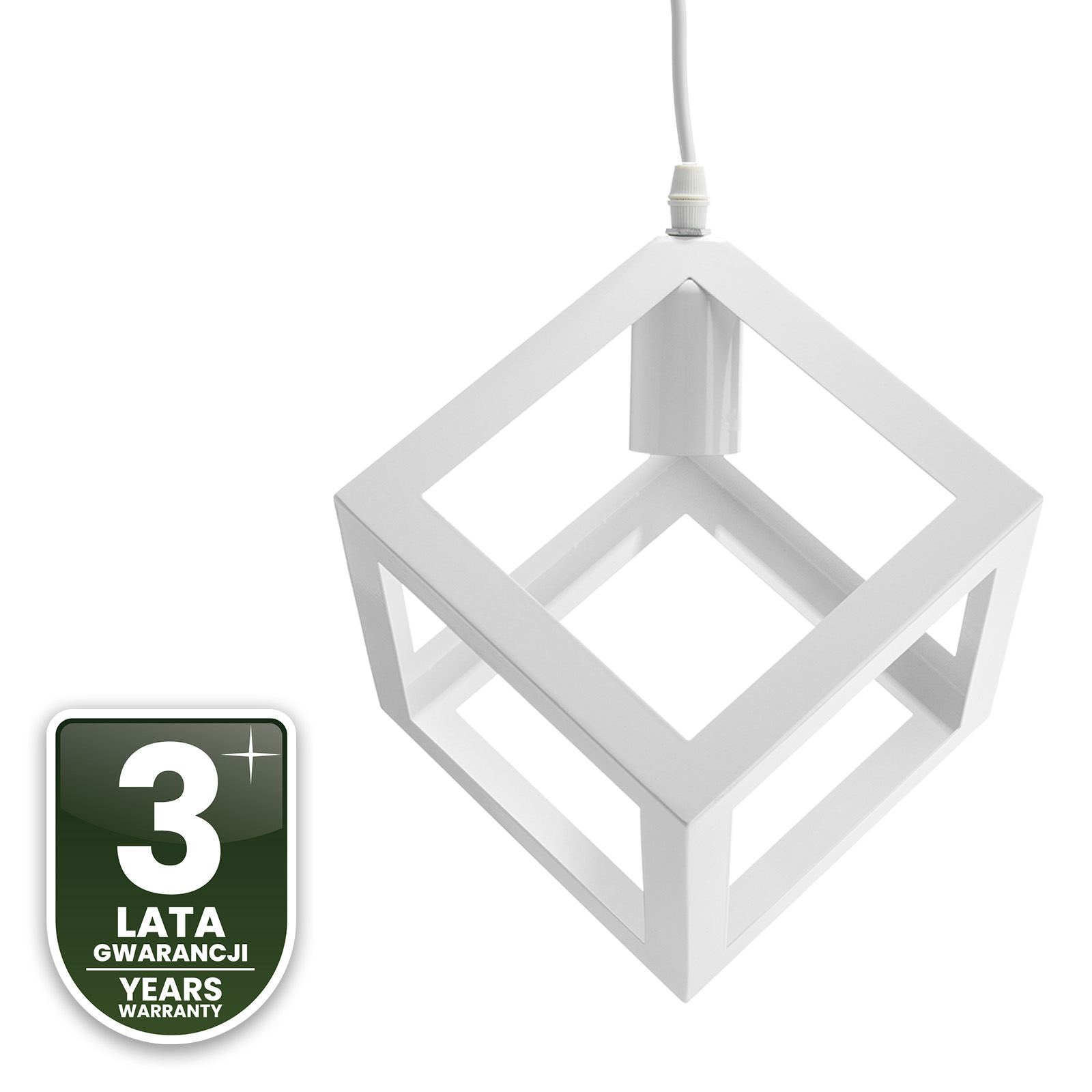 Lampa Wisząca Sufitowa Geometryczna Kwadrat Zwis LED E27 TALUS Biała LUMILED - czwarta cecha produktu