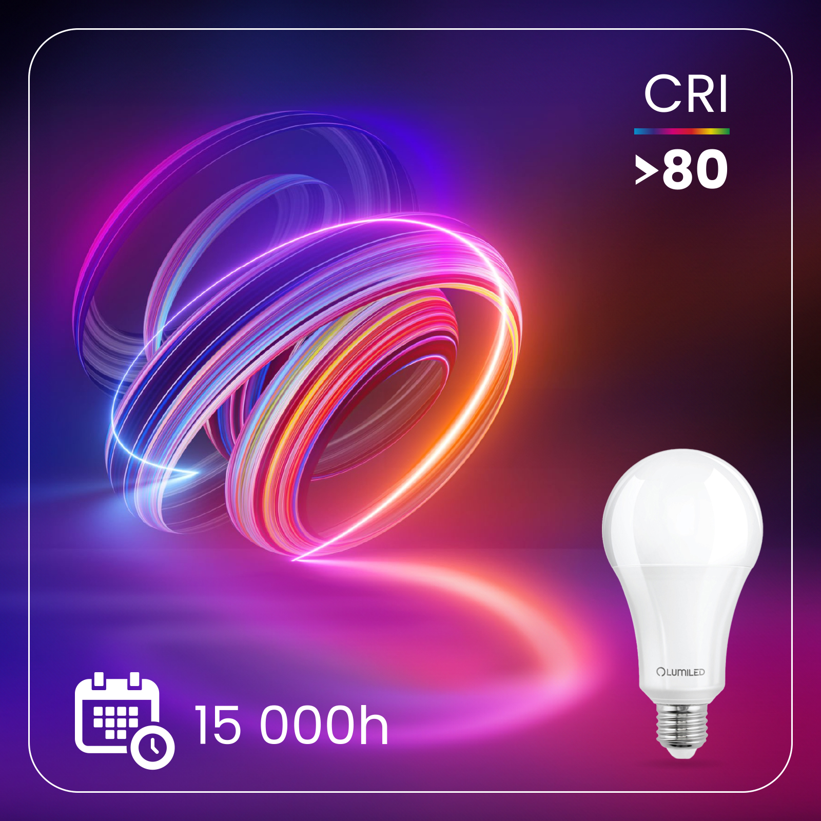 Żarówka LED E27 A60 24W = 200W 3452lm 3000K Ciepła 260° LUMILED - druga cecha produktu