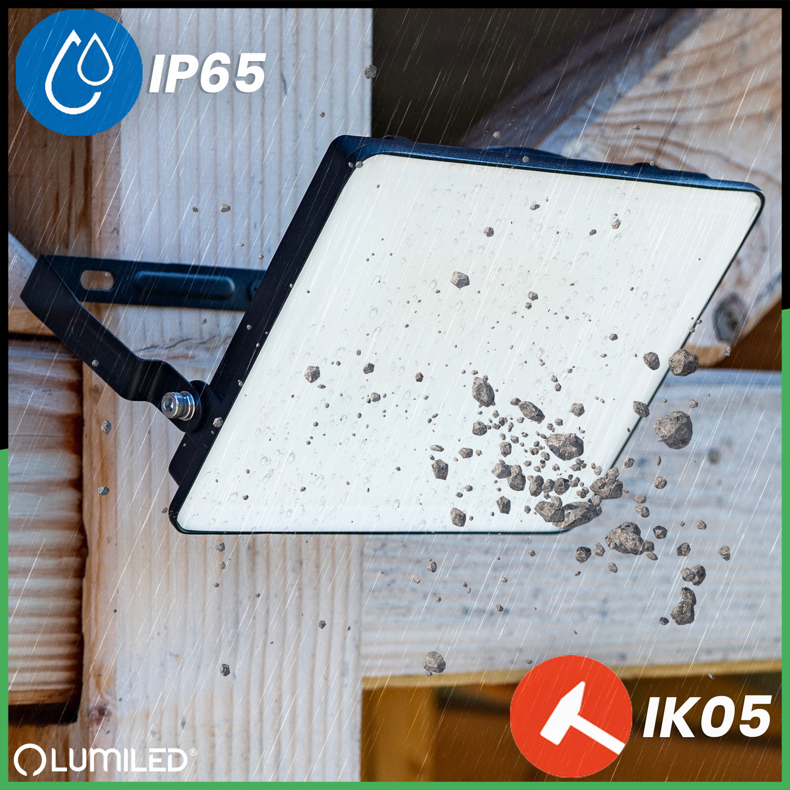 Naświetlacz LED AZZLER 50W 6000lm 4000K IP65 Halogen Zewnętrzny Lampa Czarny LUMILED - pierwsza cecha produktu