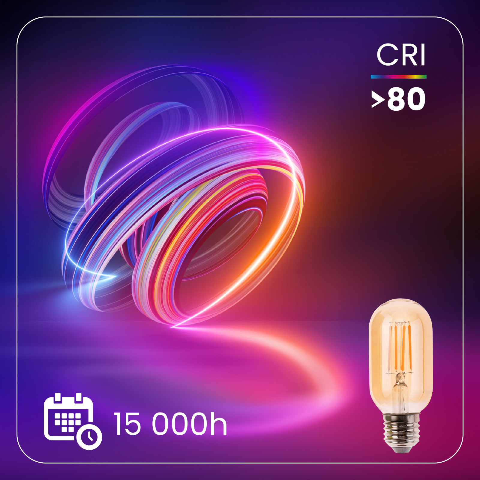 Żarówka LED E27 T45 4W = 40W 470LM 2000K Ciepła 360° Filament Amber LUMILED - druga cecha produktu