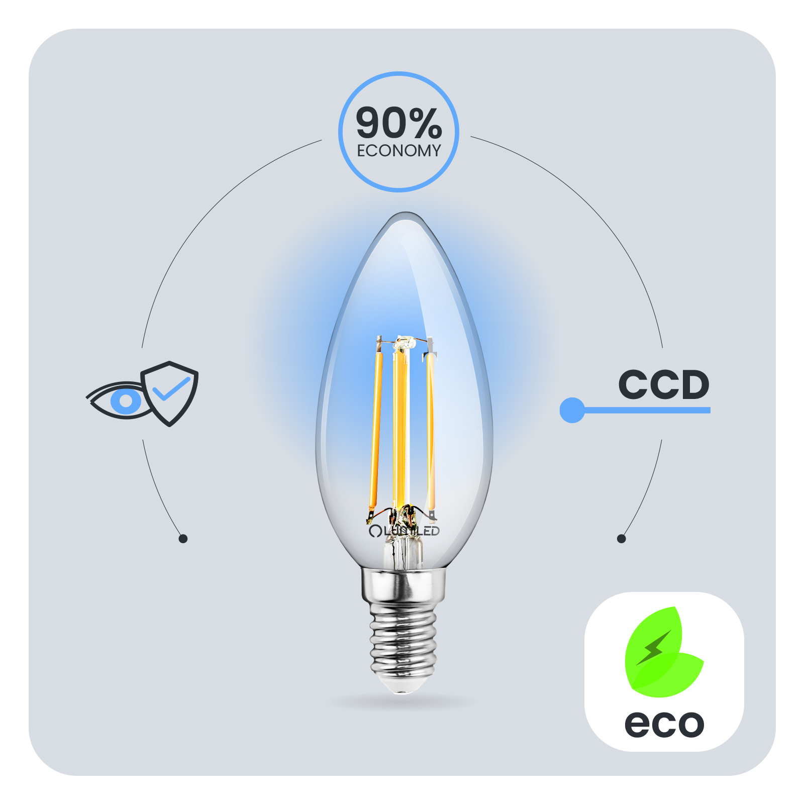 Żarówka LED E14 Świeczka B35 7W = 60W 806lm 4000K Neutralna 360° FILAMENT LUMILED - pierwsza cecha produktu
