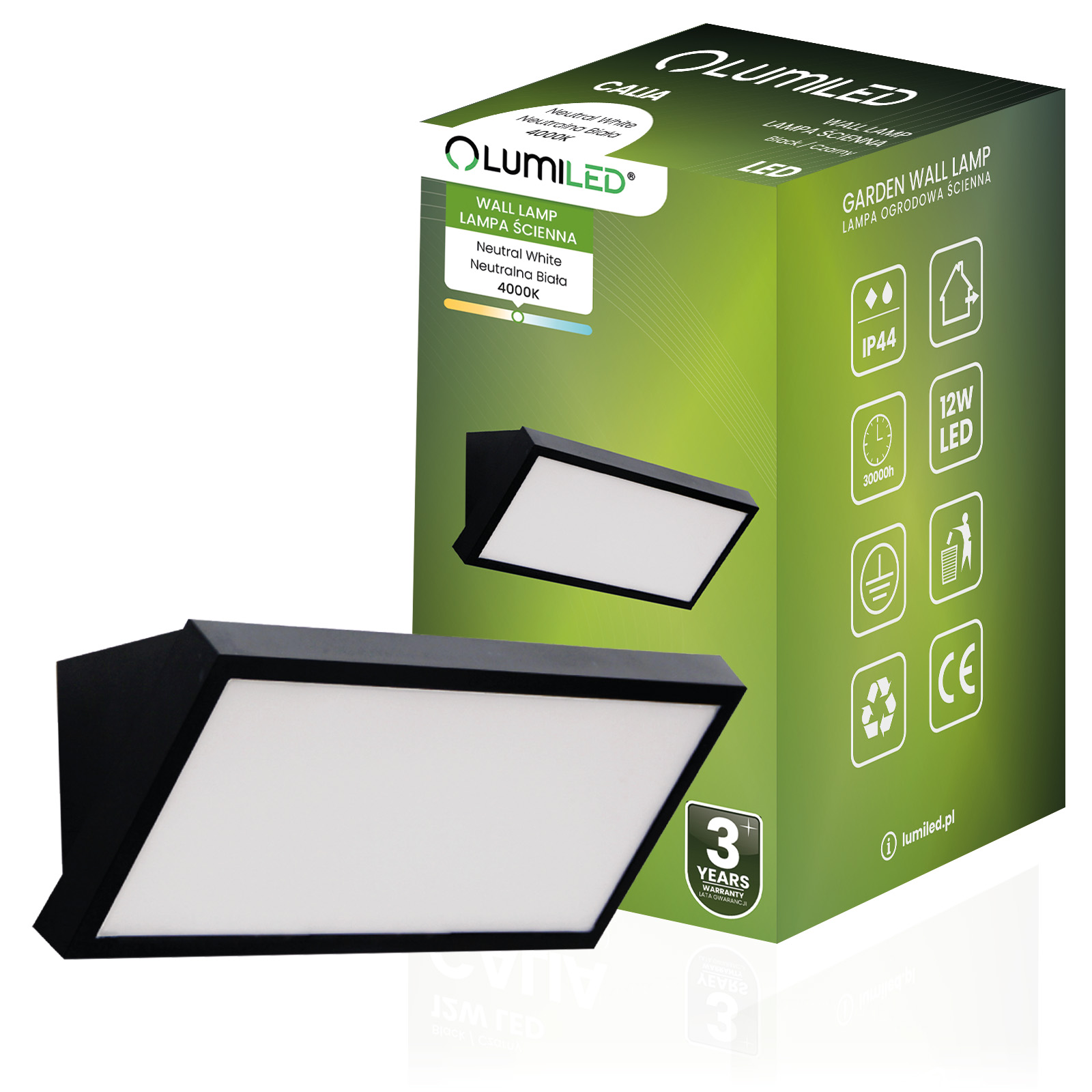 Lampa Ogrodowa Zewnętrzna Kinkiet Elewacyjny 12W LED IP44 CALIA LUMILED - główne zdjęcie produktu