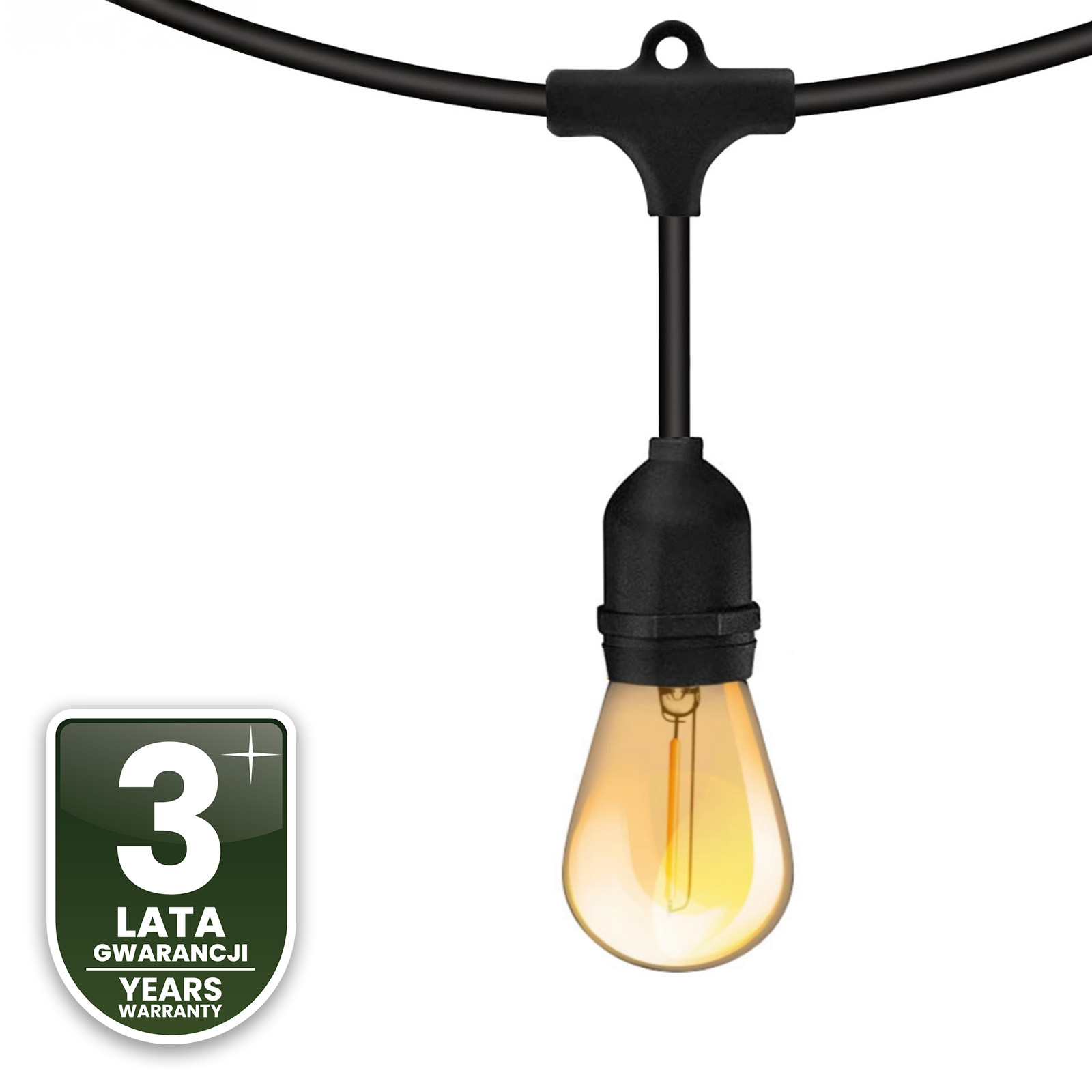 Girlanda Ogrodowa Zewnętrzna Łańcuch Świetlny 10m 10x E27 Żarówki 1,3W 2200K MALUS Lumiled - czwarta cecha produktu