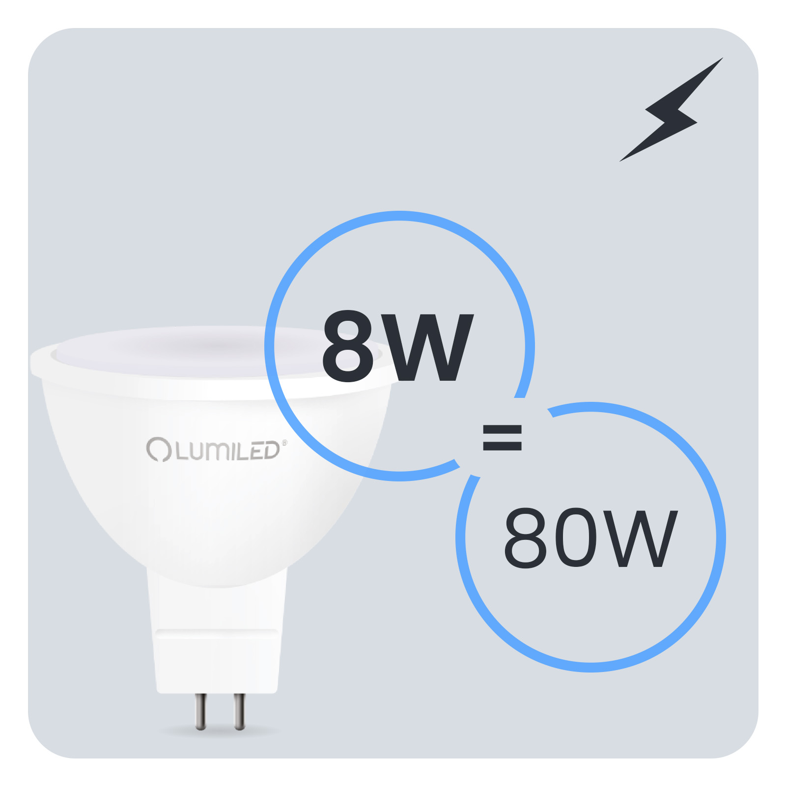 10x Żarówka LED GU5.3 Reflektor MR16 8W = 80W 720lm 6500K Zimna 120° 12V LUMILED - trzecia cecha produktu