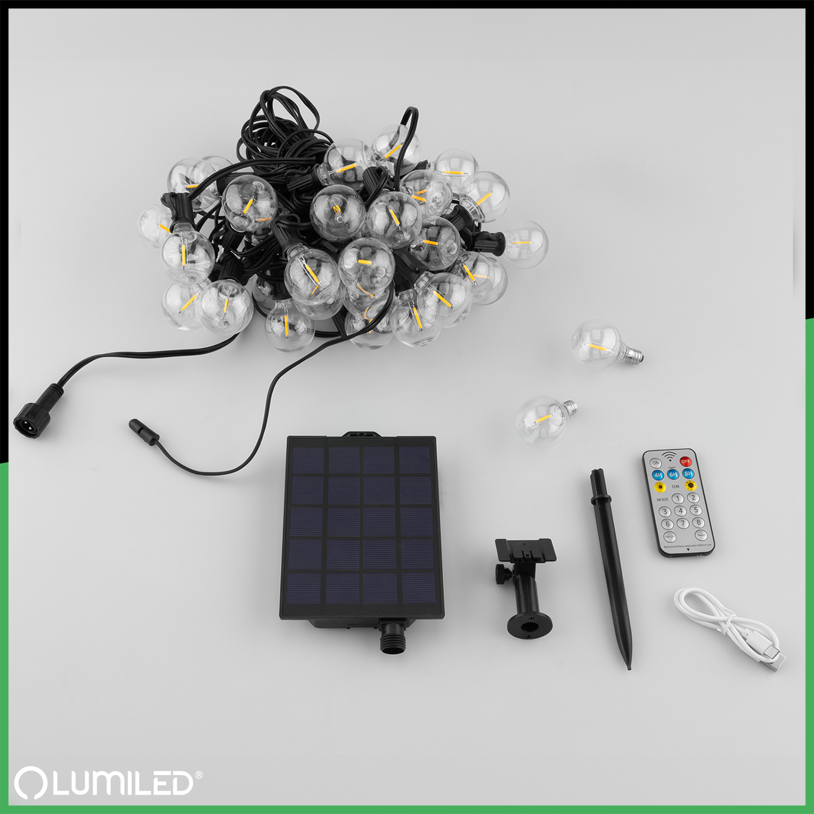 Girlanda Solarna Ogrodowa 40x LED Ozdobne Kuleczki 19,55m 2700K Ciepła + Pilot CALLIS2 LUMILED - skład produktu