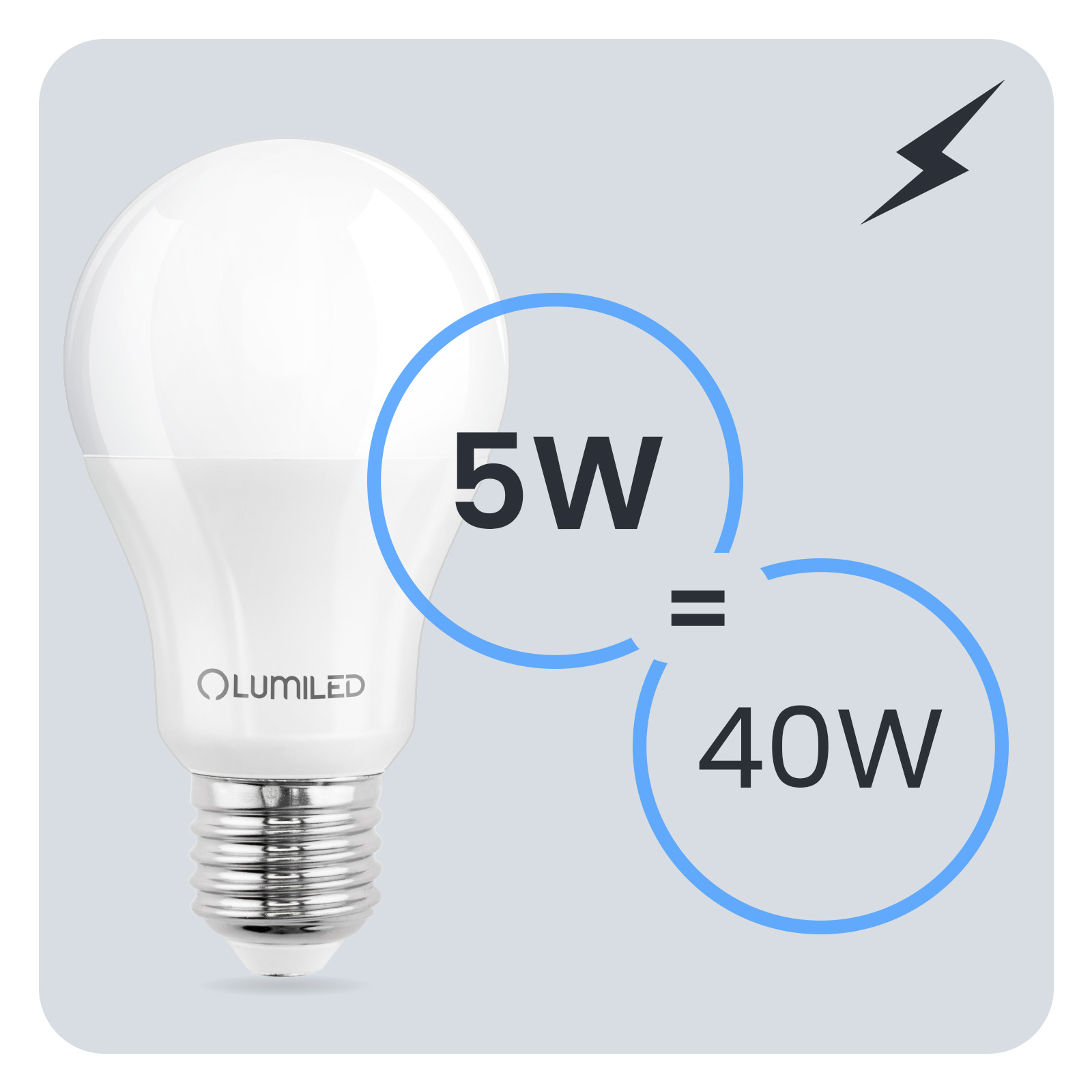 Żarówka LED E27 A60 5W = 40W 470lm 6500K Zimna 260° LUMILED - trzecia cecha produktu