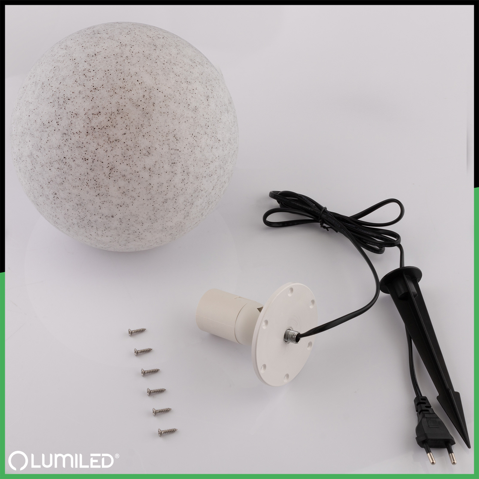 Lampa Oprawa Ogrodowa Zewnętrzna KAMIENNA KULA LED LUMIKULA 20cm E27 IP65 LUMILED - skład produktu