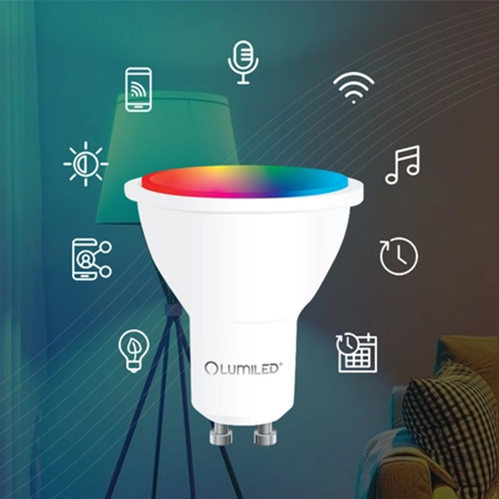 Żarówka LED GU10 5W 450lm RGB CCT Ściemnialna Inteligentna TUYA WiFi SMART SAYO LUMILED - druga cecha produktu