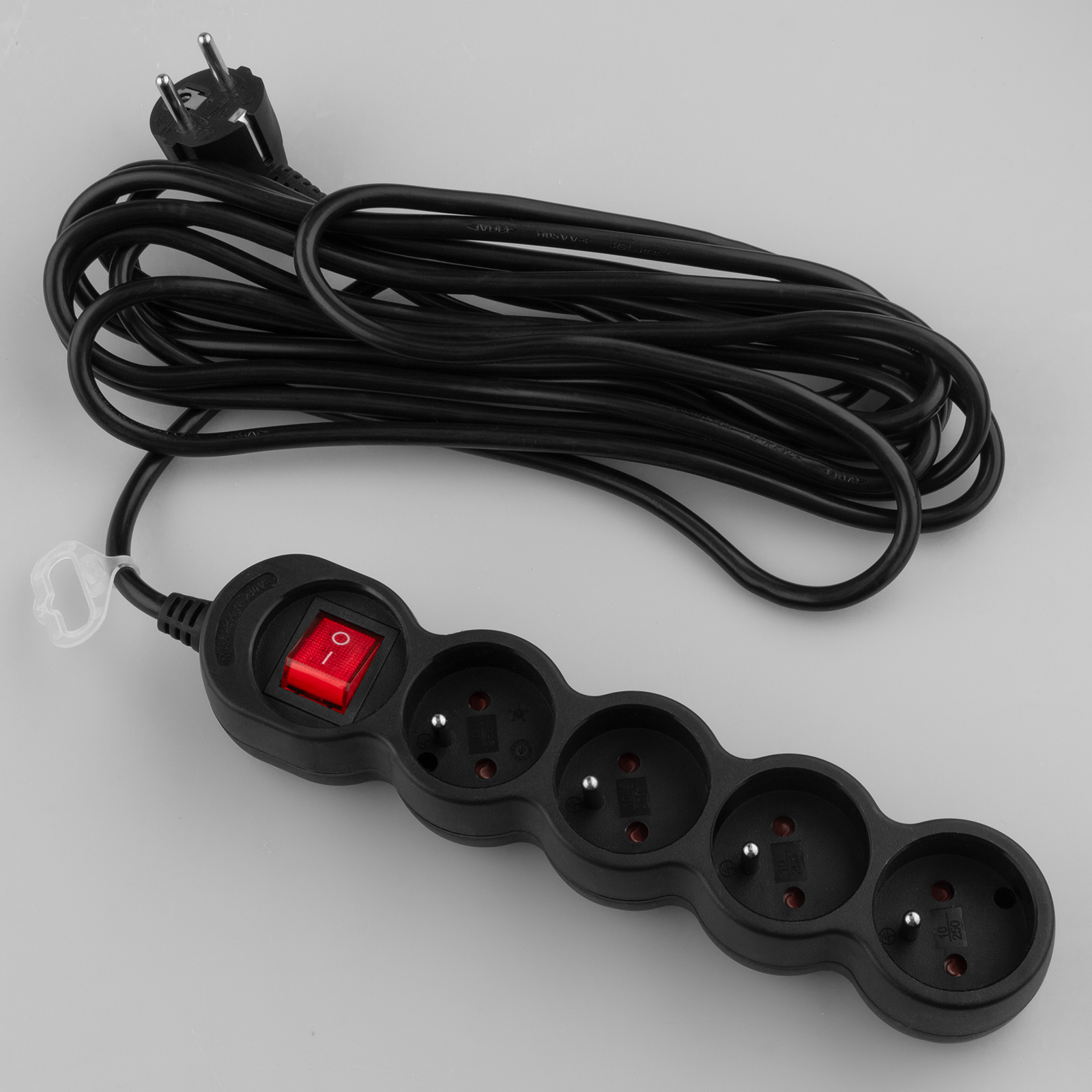 Przedłużacz Sieciowy Kabel z Uziemieniem Listwa Zasilająca 4 Gniazda 5m Włącznik ON/OFF Czarny Sznur Lendo Lumiled - skład produktu