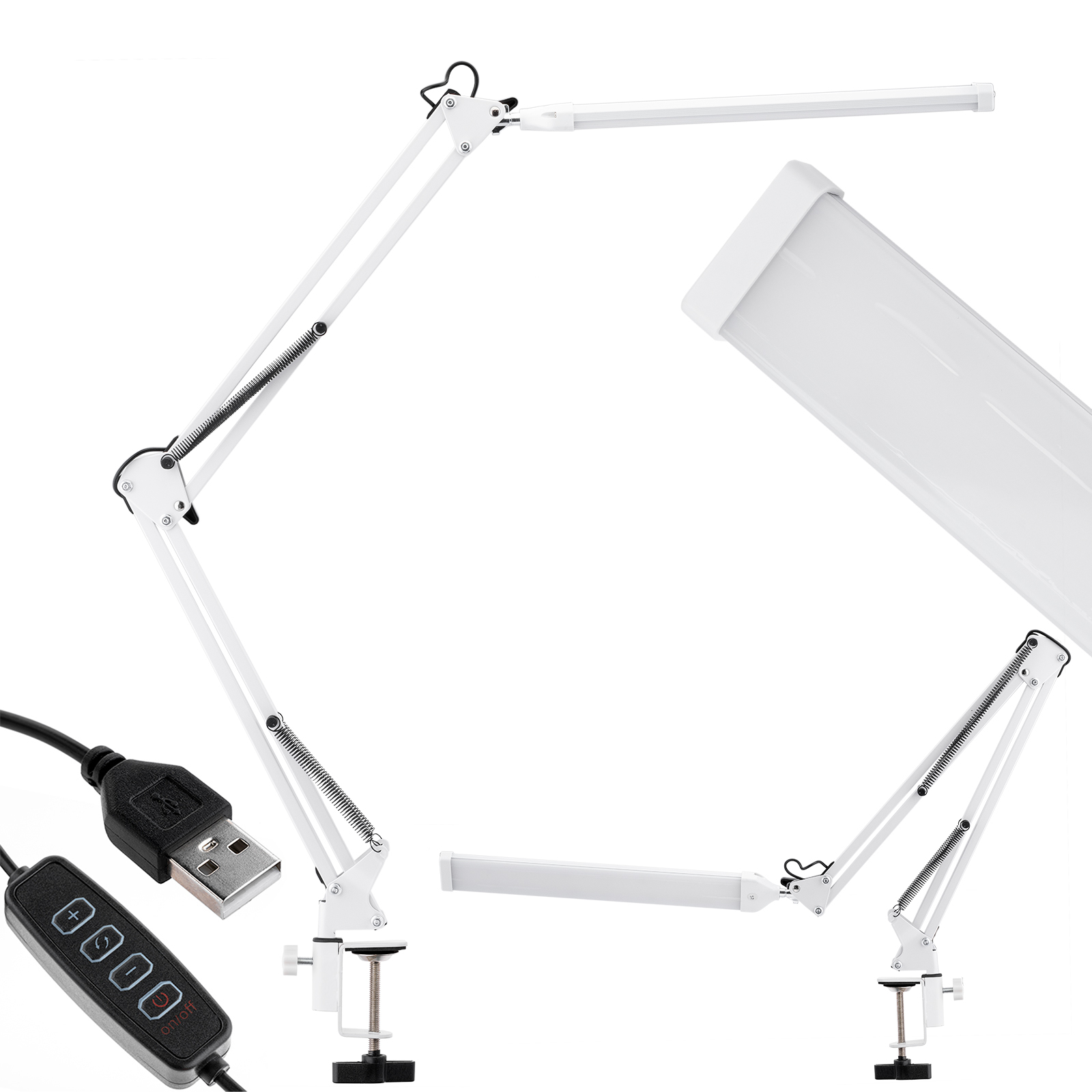 Lampka Biurkowa Kreślarska Stołowa LED 8W CCT USB Ściemnialna COSMI Biała z uchwytem Lumiled - trzecia cecha produktu