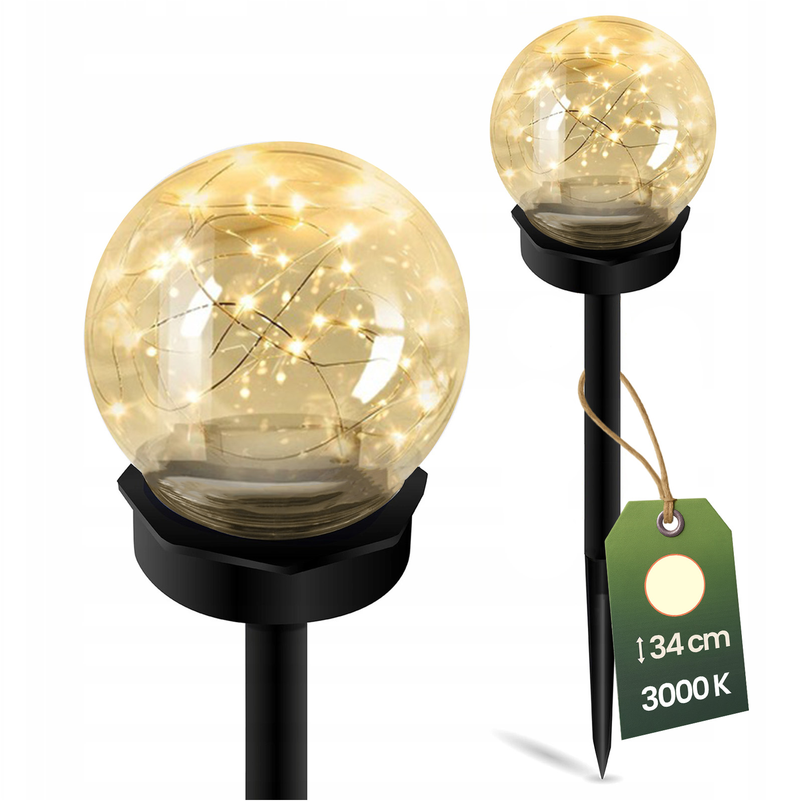 Lampa Solarna Ogrodowa LED 3000K IP44 10cm Wbijana Ozdobna Kula GLORIS LUMILED - główne zdjęcie produktu