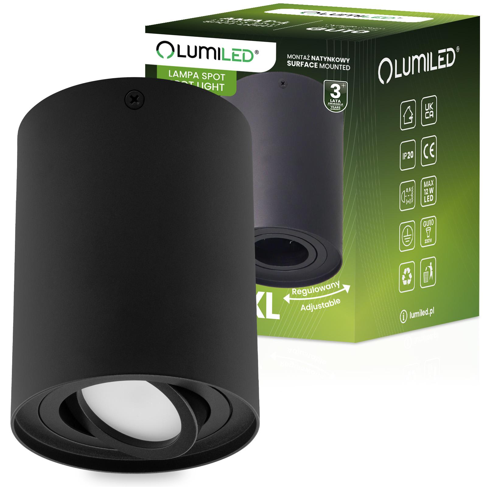 Oprawa Natynkowa HALOGENOWA Spot Tuba Ruchoma GU10 Okrągła Czarna 125mm AMAT-XL LUMILED - główne zdjęcie produktu