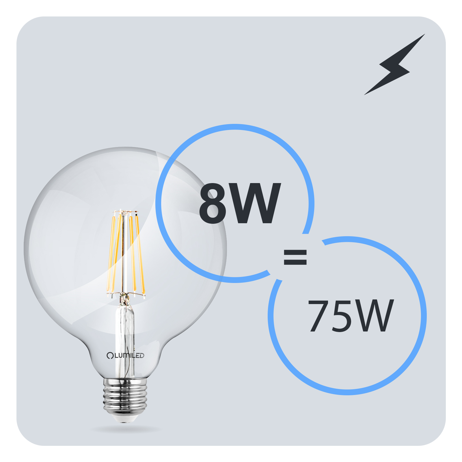 Żarówka LED E27 Kula G95 8W = 75W 880lm 4000K Neutralna 360° FILAMENT LUMILED - trzecia cecha produktu