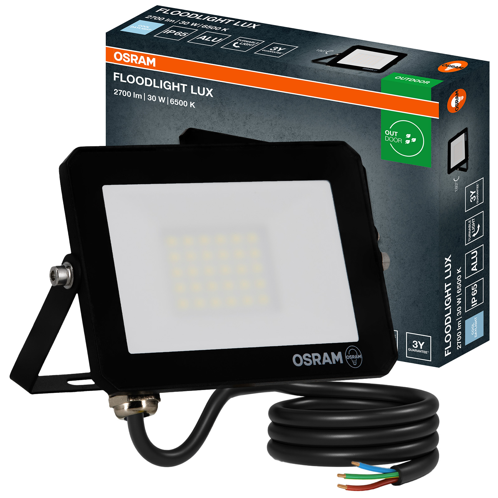 Naświetlacz LED Halogen Zewnętrzny Reflektor 30W 6500K 2700lm IP65 FLOODLIGHT LUX OSRAM - główne zdjęcie produktu