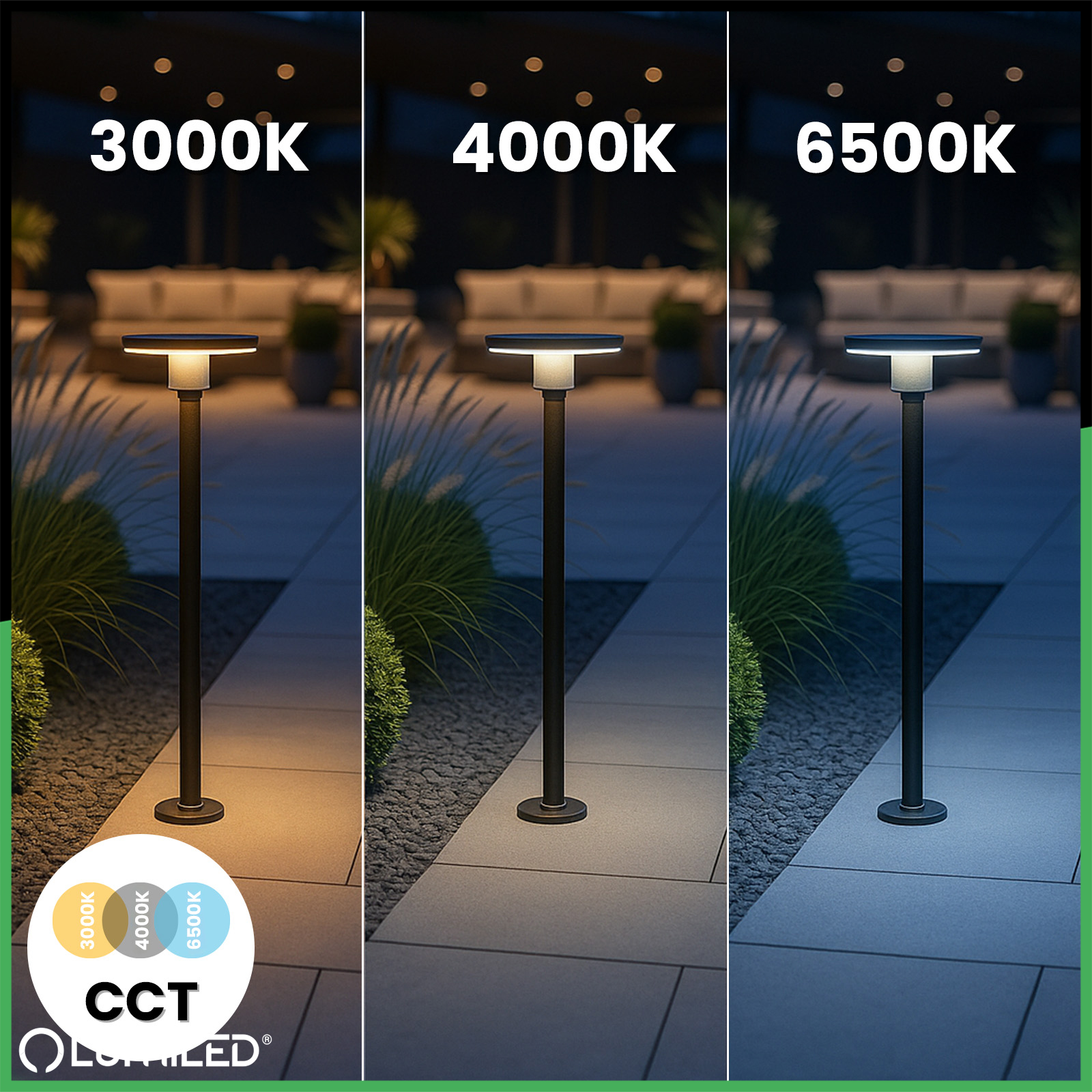 Lampa Ogrodowa Zewnętrzna Słupek Stojący CCT LED 12W 3000-6500K IP65 CORTUS LUMILED - pierwsza cecha produktu