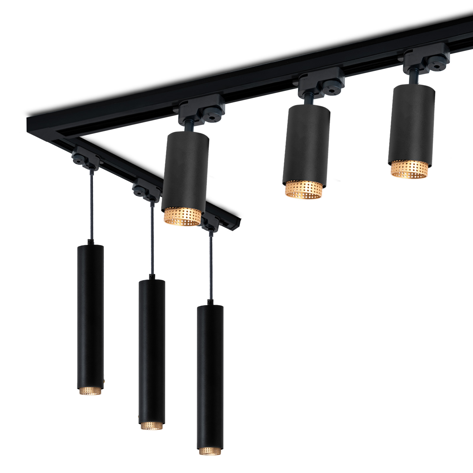 ZESTAW Szynoprzewód Listwa Szyna 3m + 6x Lampa Sufitowa Reflektor GU10 Oświetlenie Szynowe LUMILED - główne zdjęcie produktu