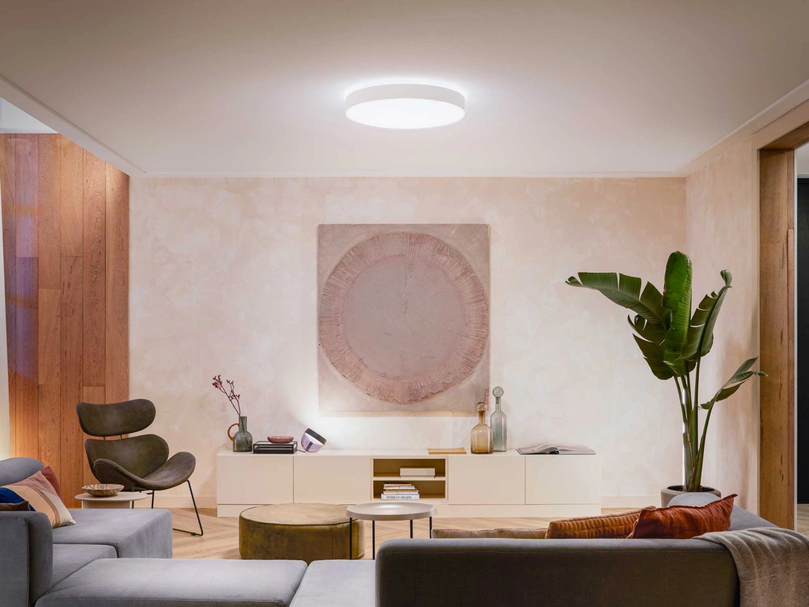 Plafon LED Lampa Sufitowa Natynkowa 48W 6100lm IP20 White Ambiance TW Biała 55cm Inteligentna SMART Zigbee Bluetooth Enrave Philips HUE - obszar zastosowań