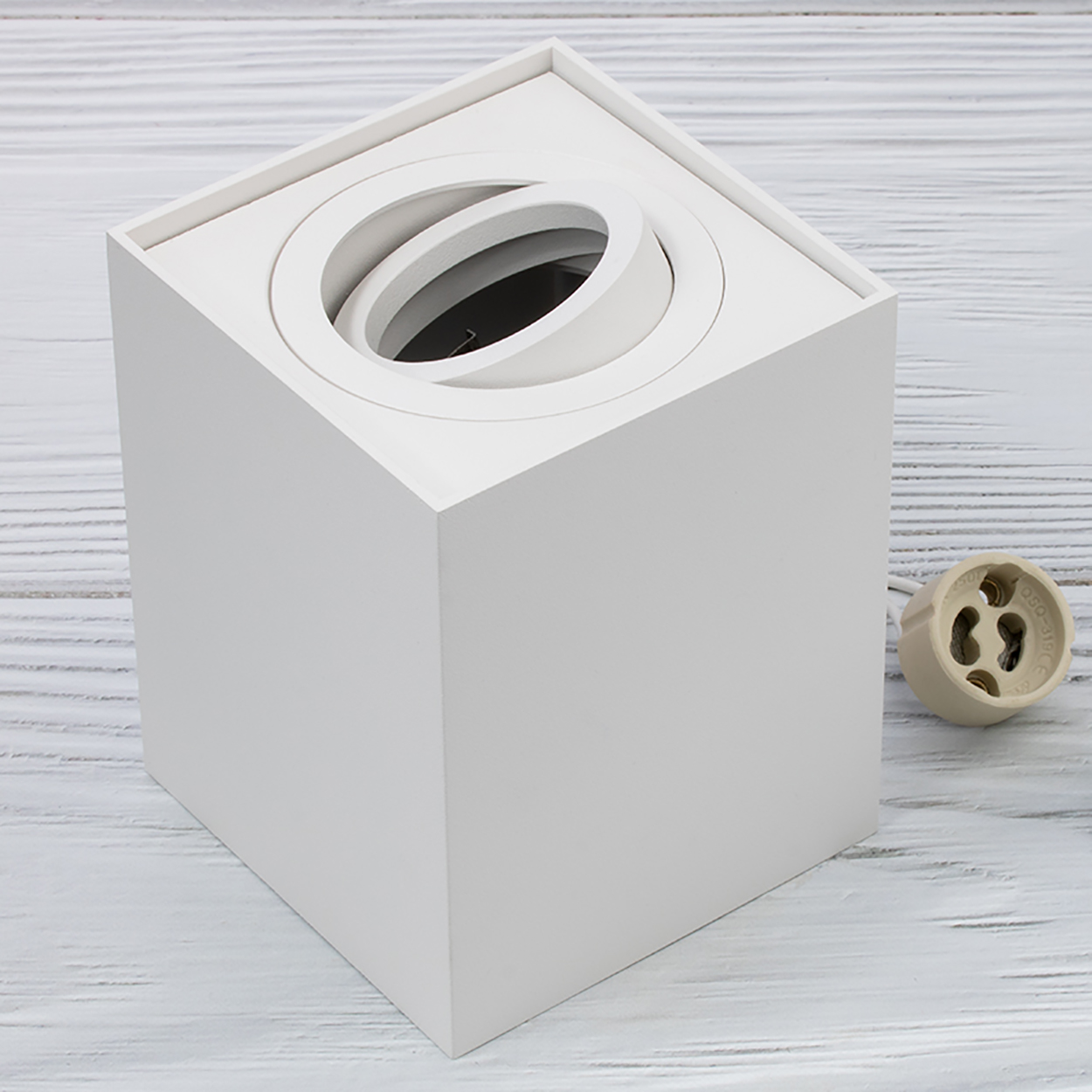 Oprawa Natynkowa HALOGENOWA Spot Tuba Ruchoma GU10 Kwadratowa Biała 115mm AMAT-L LUMILED - skład produktu