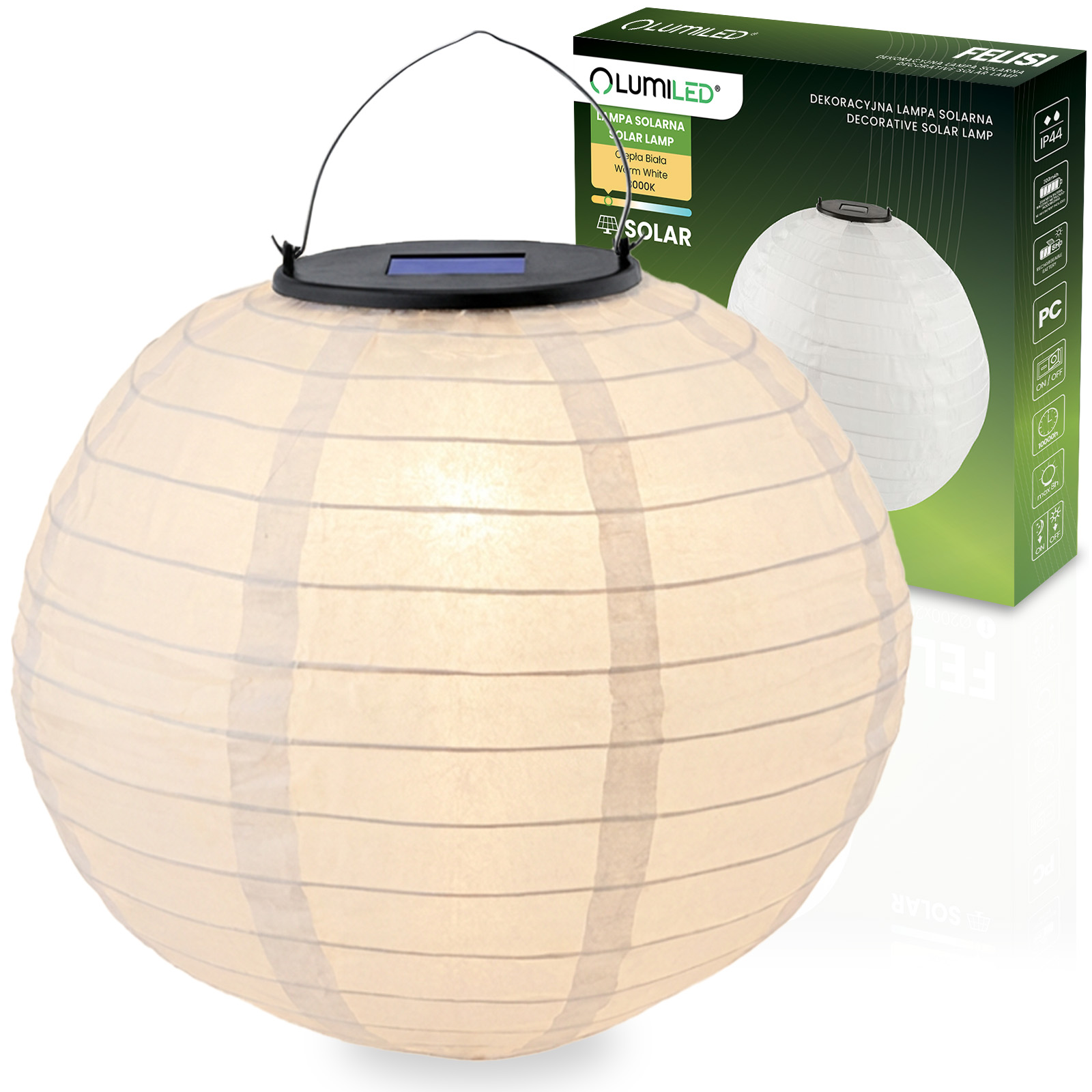 Lampa Solarna Ogrodowa LED FELISI Lampion Origami Latarenka 20cm LUMILED - główne zdjęcie produktu