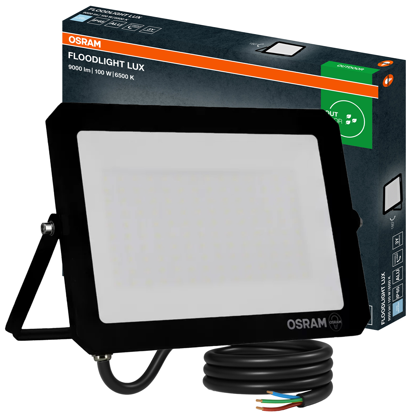 Naświetlacz LED Halogen Zewnętrzny Reflektor 100W 6500K 9000lm IP65 FLOODLIGHT LUX OSRAM - główne zdjęcie produktu