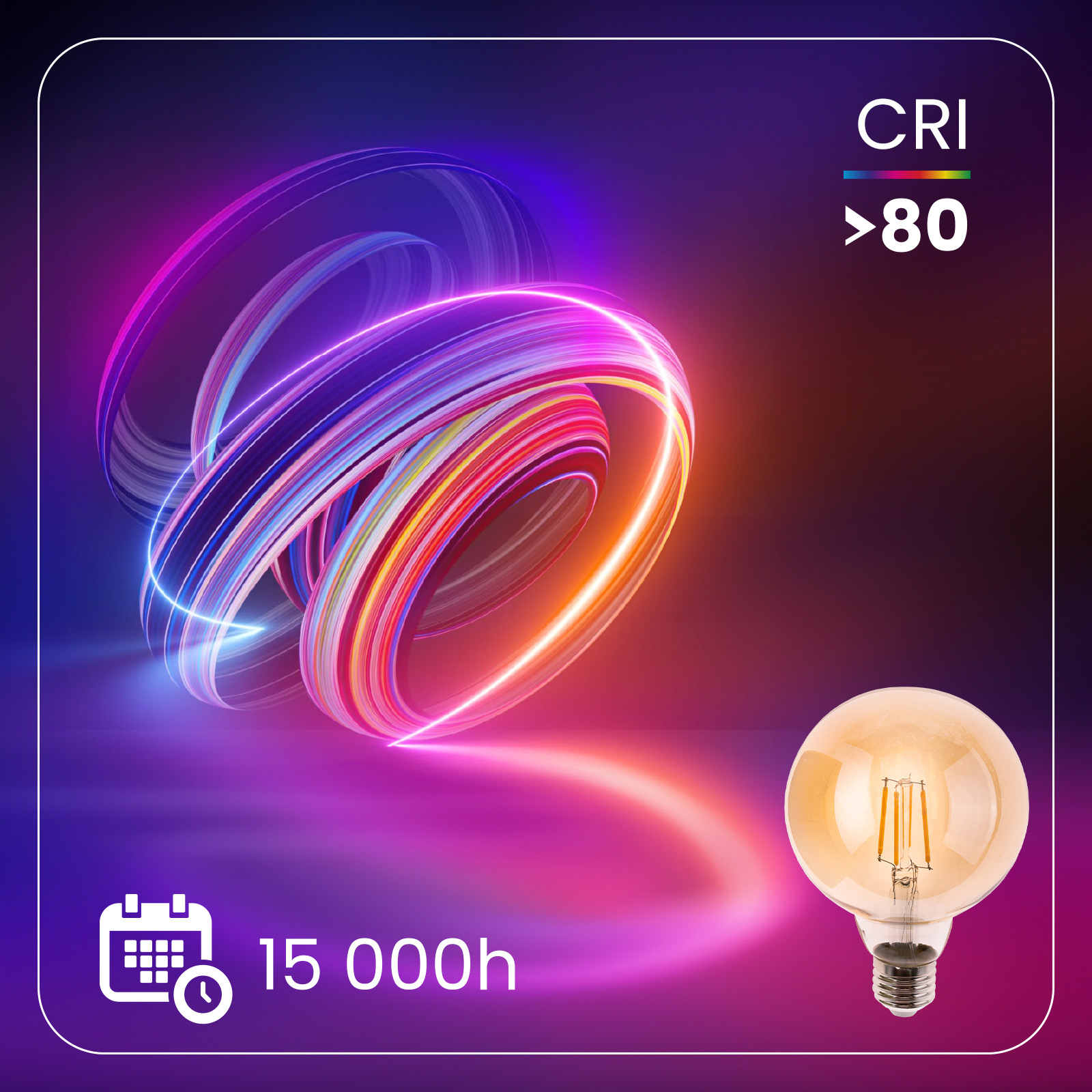 Żarówka LED E27 Kula G95 4W = 40W 470LM 2000K Ciepła 360° Bursztynowa Filament LUMILED - druga cecha produktu