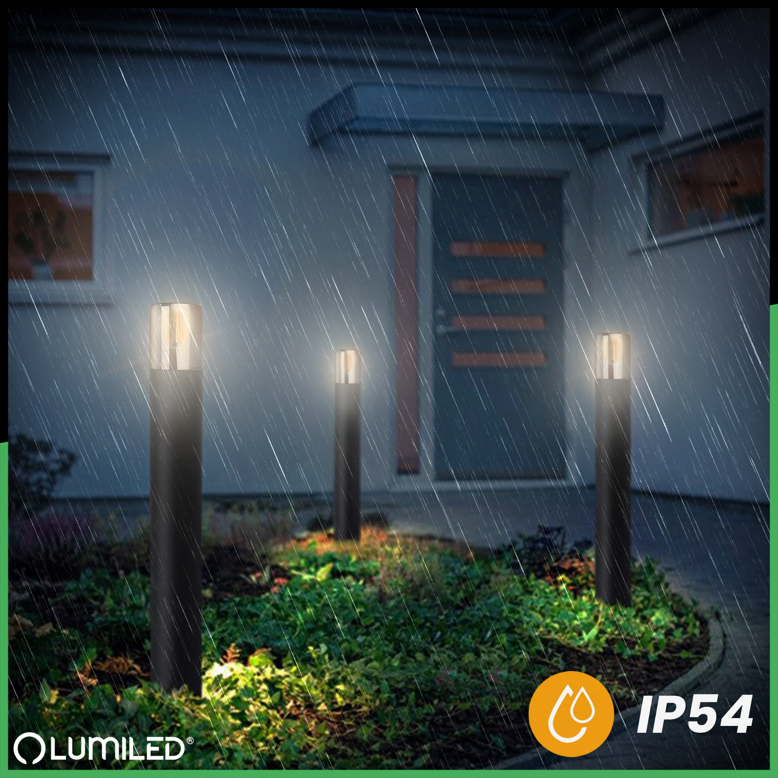 Lampa Ogrodowa Stojąca Zewnętrzna Słupek NA ŻARÓWKE E27 Czarna SZKŁO IP54 60 cm SALVIA LUMILED - druga cecha produktu