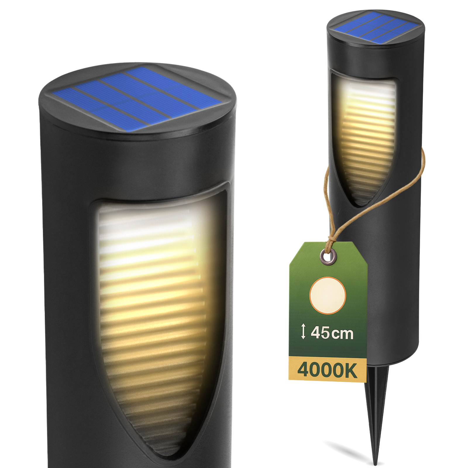 Lampa Solarna Ogrodowa LED Wbijana Słupek 34cm BURGO 4000K IP44 LUMILED - główne zdjęcie produktu