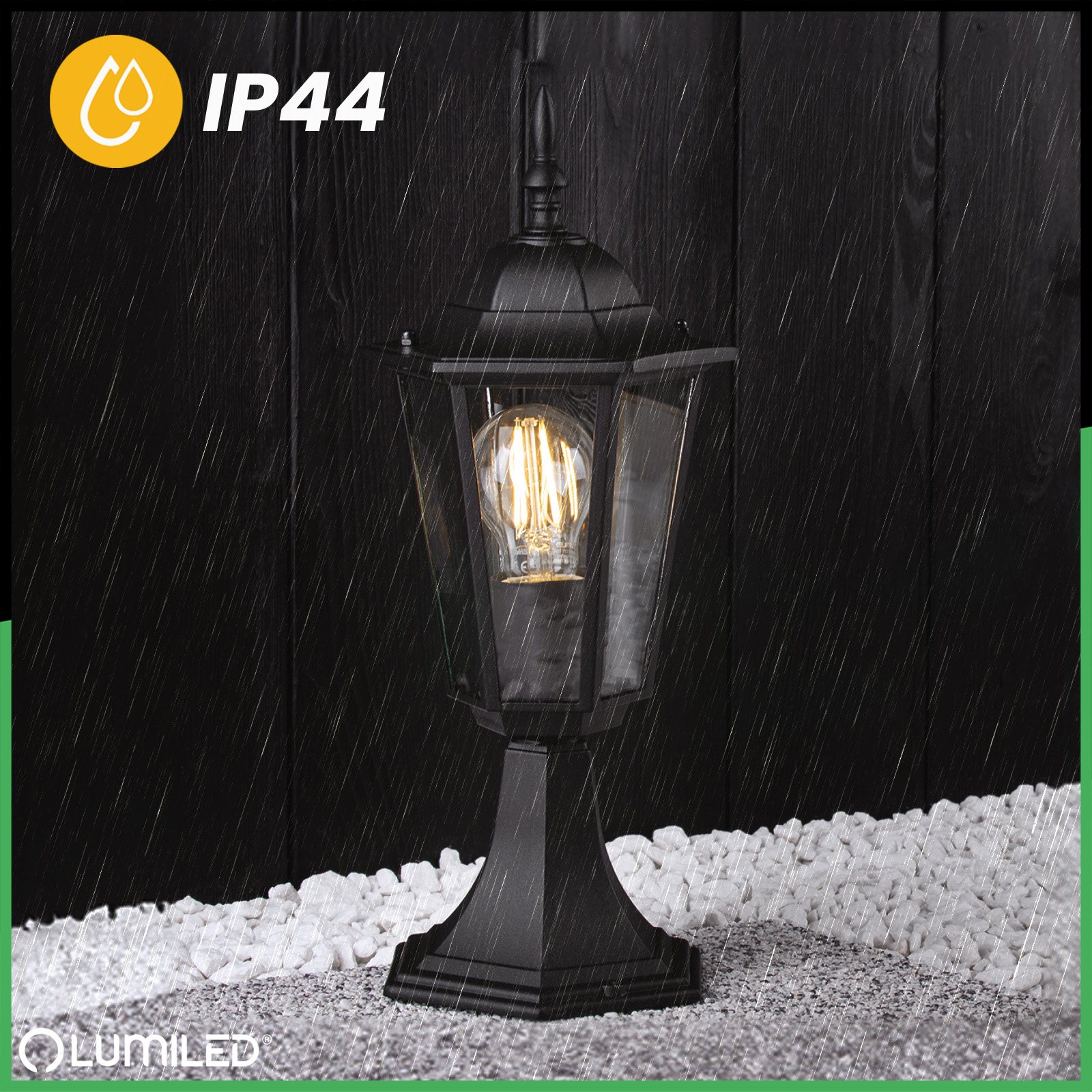 Lampa Ogrodowa Zewnętrzna E27 SŁUPEK LATARNIA 39cm Czarna BELLIS LUMILED - pierwsza cecha produktu