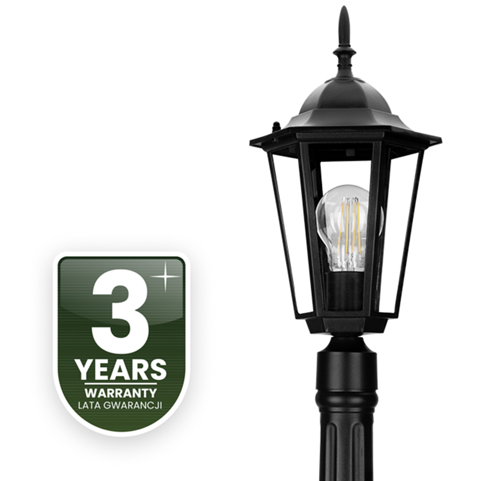 Lampa Ogrodowa Zewnętrzna E27 SŁUPEK LATARNIA 110cm Czarna BELLIS LUMILED - czwarta cecha produktu