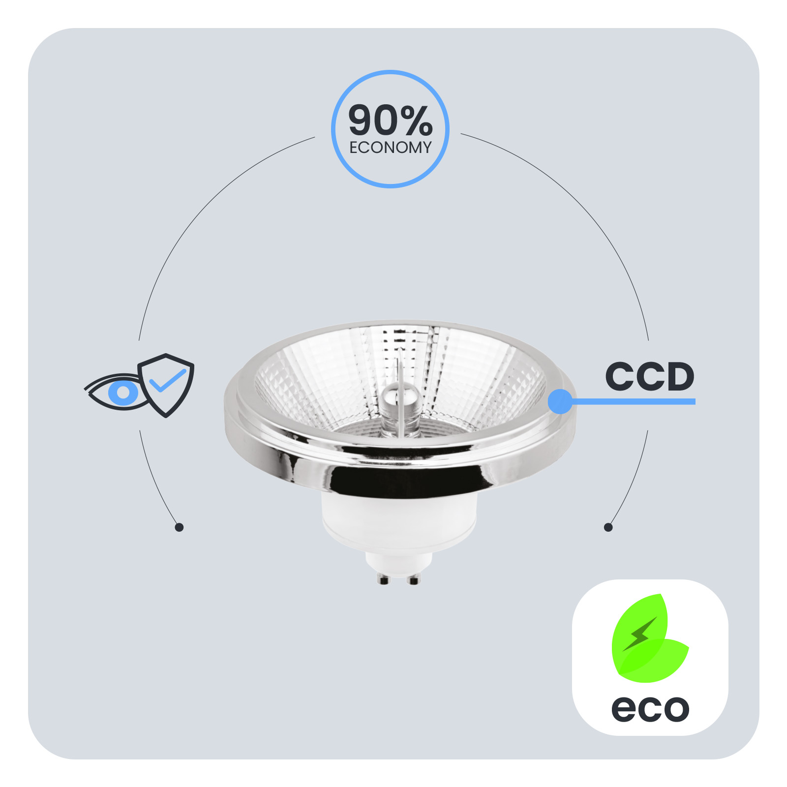 Żarówka LED GU10 Reflektor ES111 15W = 100W 1521lm 3000K Ciepła 24° Srebrna LUMILED - pierwsza cecha produktu