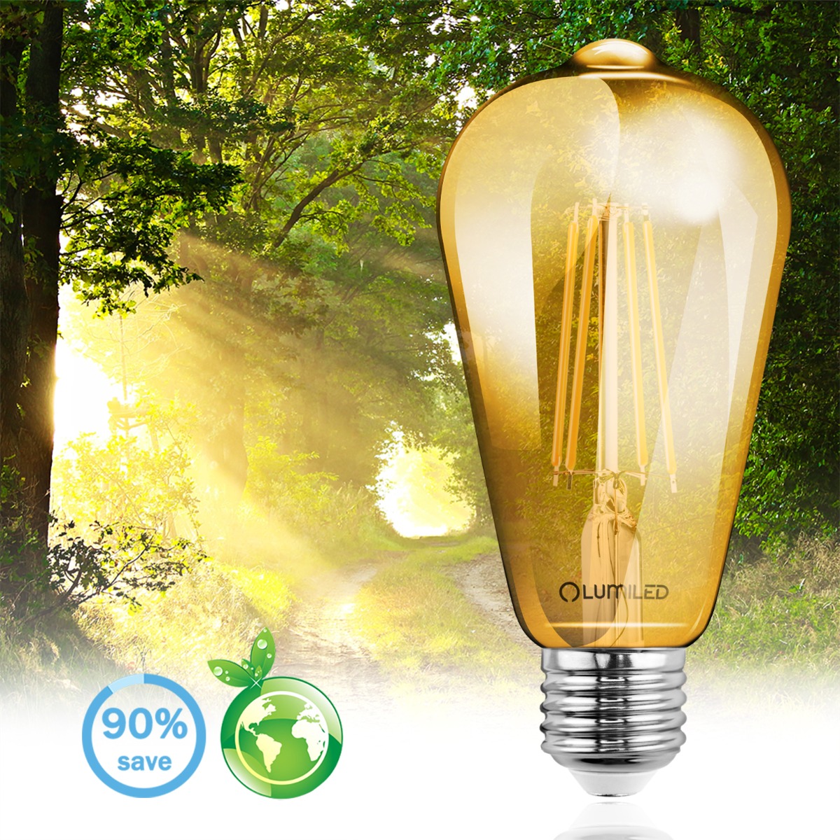 Żarówka LED E27 Edison ST64 6W = 50W 660lm 2000K Ciepła 360° FILAMENT LUMILED - pierwsza cecha produktu
