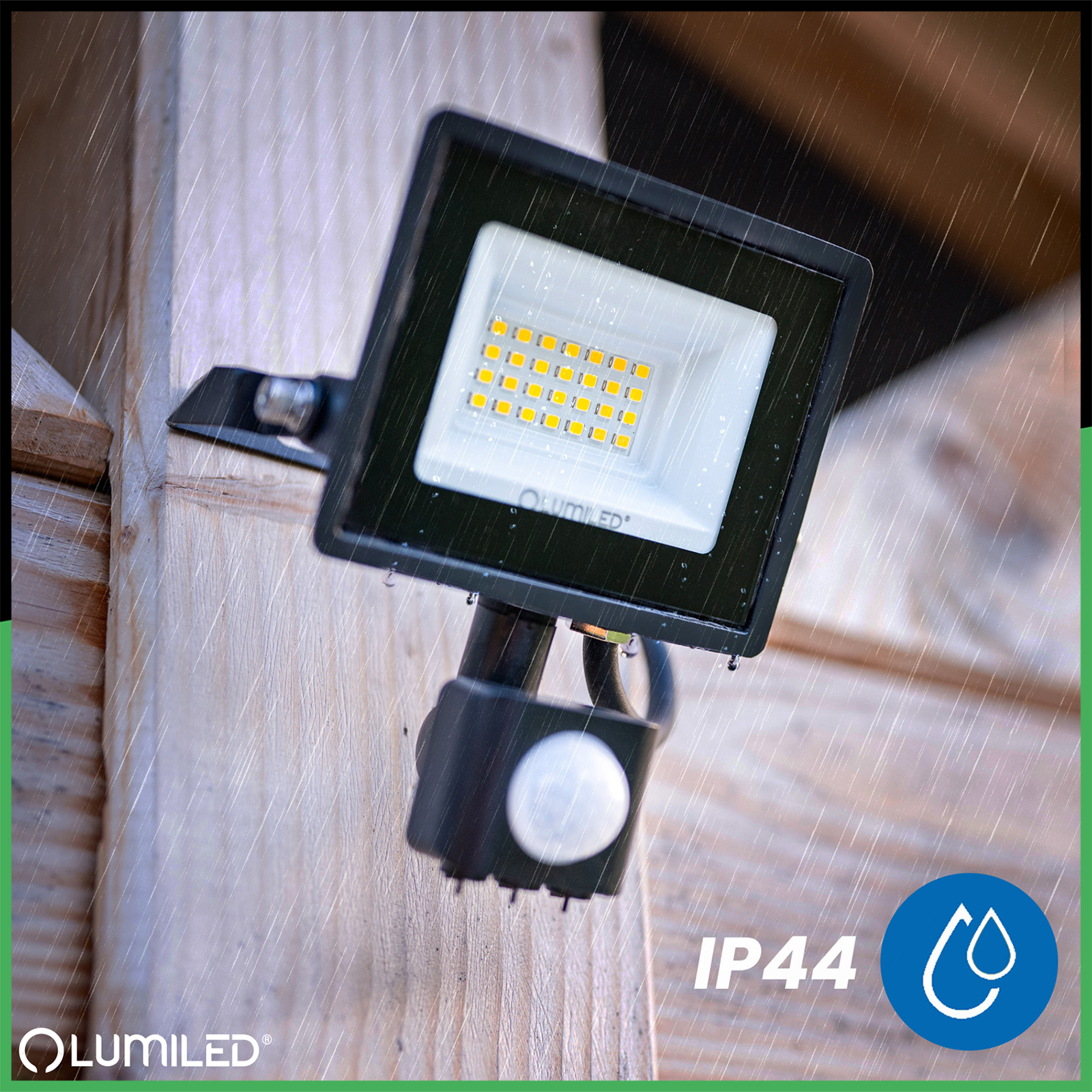 Naświetlacz LED ZUNA2 20W 1800lm 6500K IP44 Czarny Czujnik Ruchu LUMILED - pierwsza cecha produktu