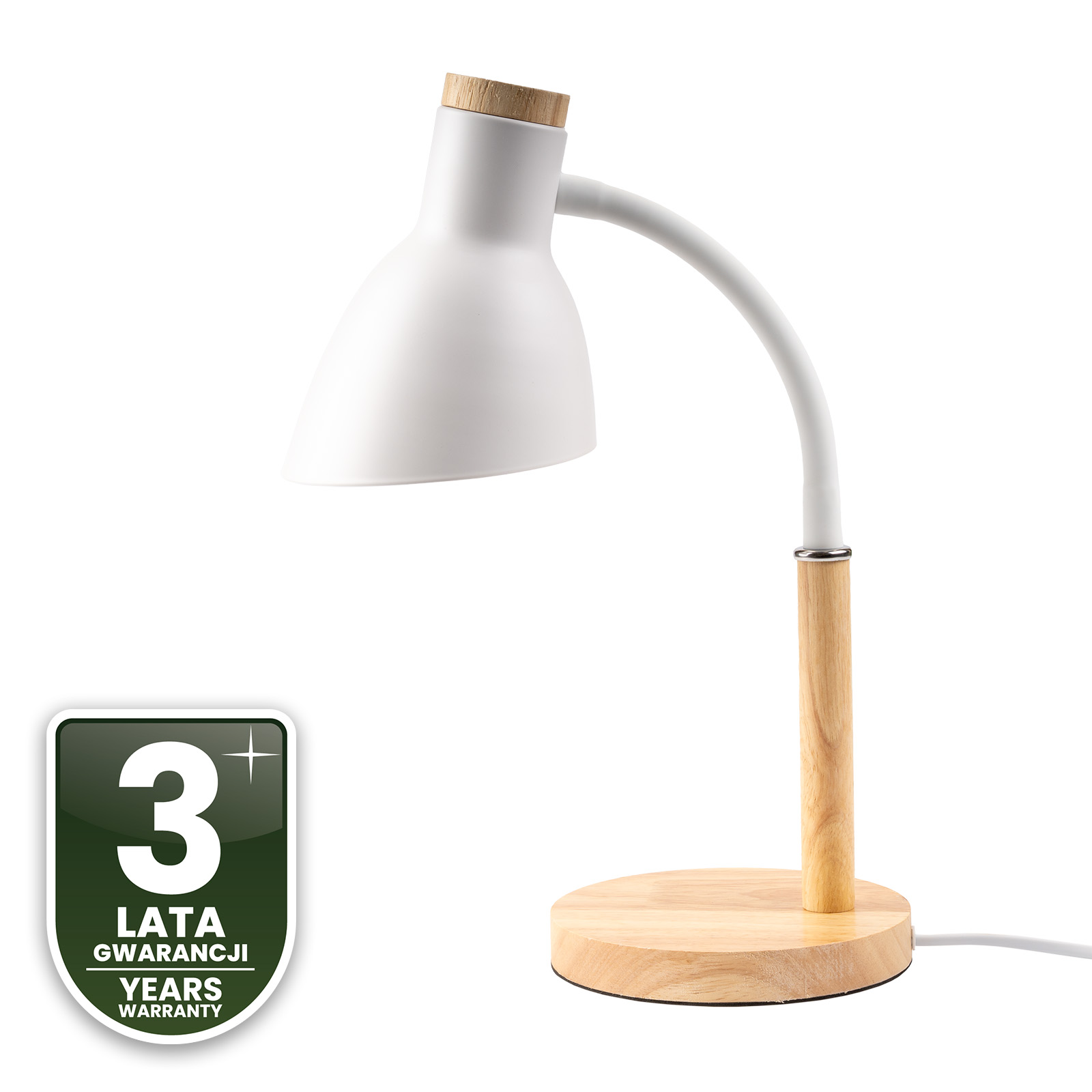 Lampka Biurkowa Szkolna Kreślarska Stołowa Dekoracyjna E27 NIKO Biała  Lumiled - czwarta cecha produktu