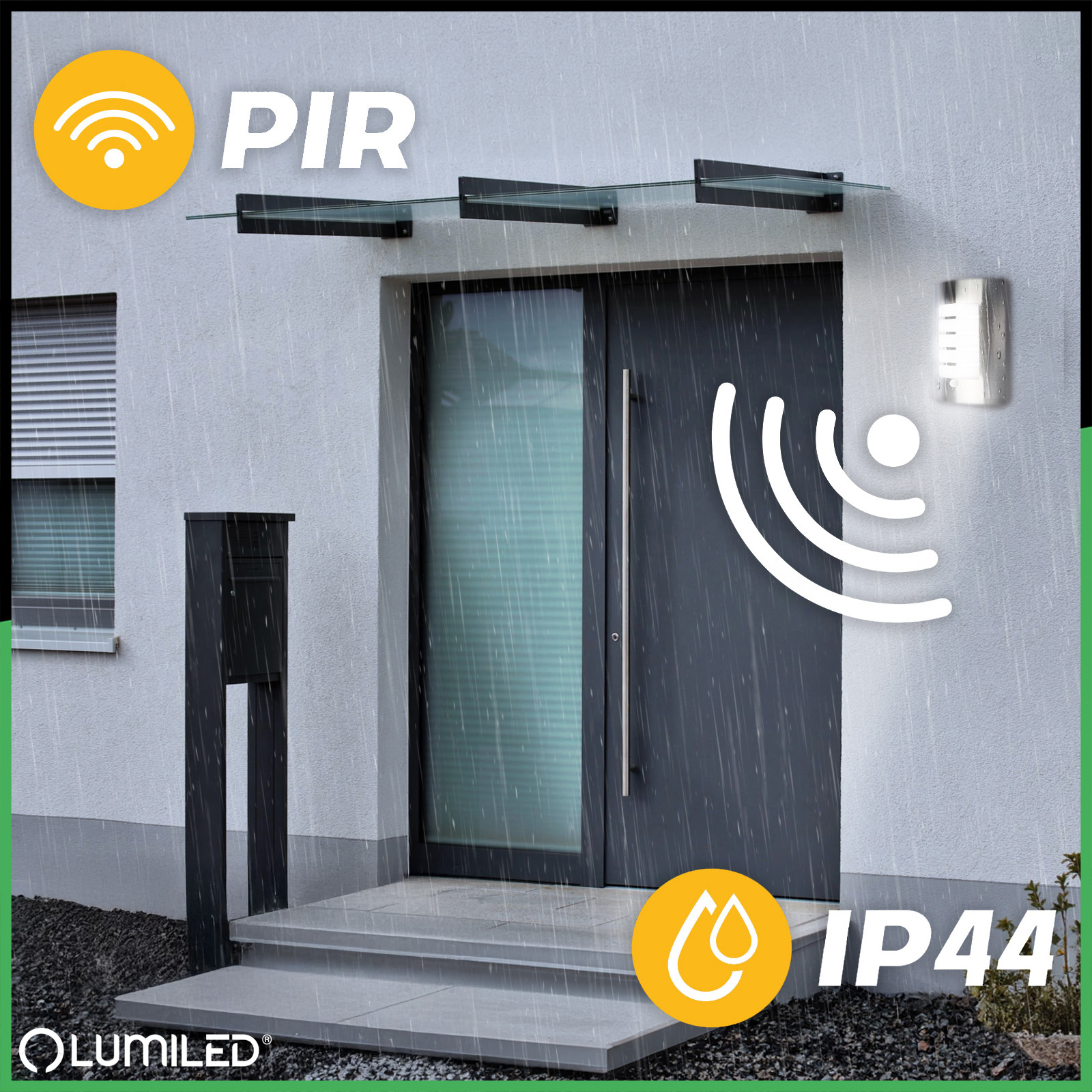 Kinkiet Ogrodowy Elewacyjny Lampa Zewnętrzna E27 NIGELLA z Czujnikiem Ruchu i Zmierzchu - pierwsza cecha produktu