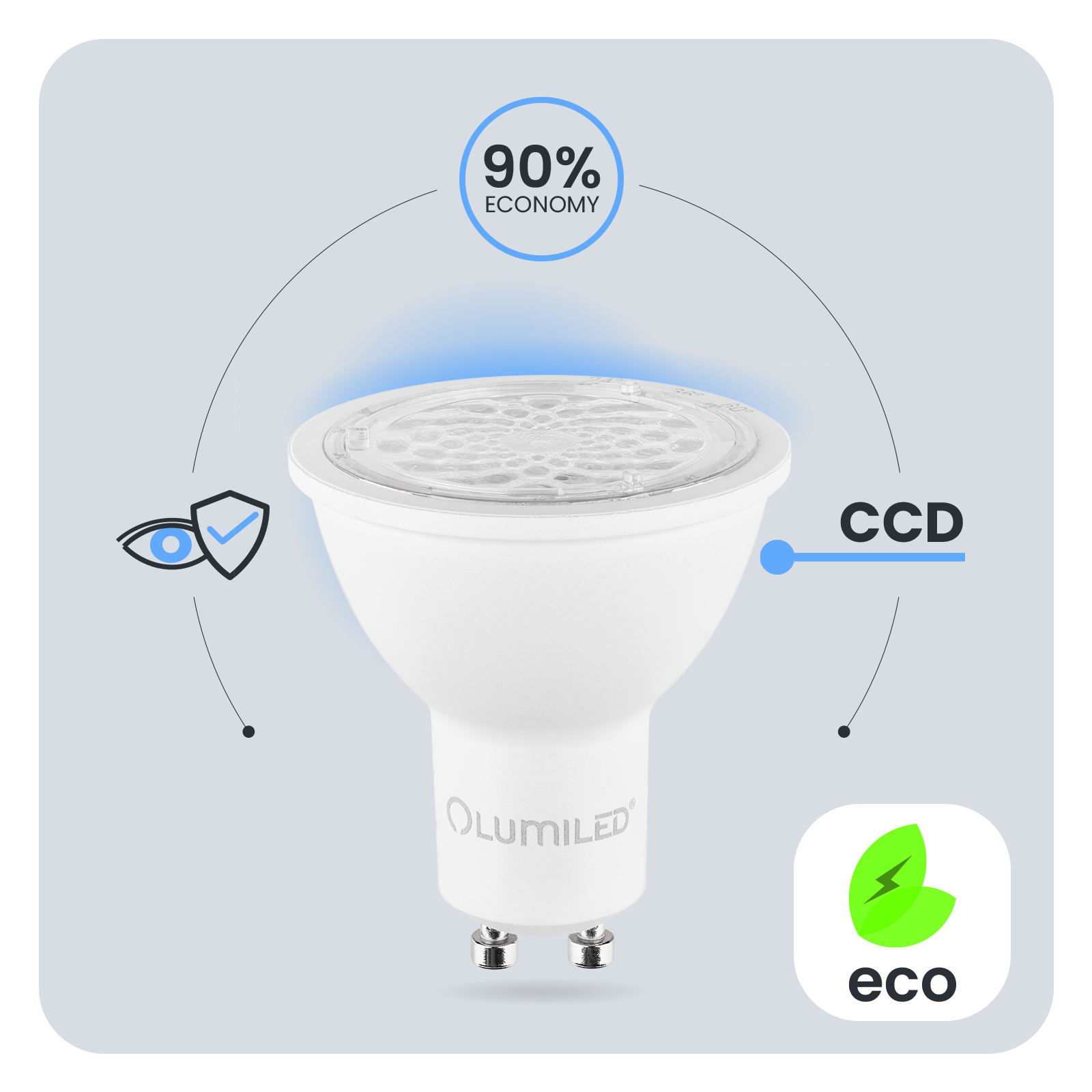 Żarówka LED GU10 Reflektor PAR16 6W = 50W 580lm 6500K Zimna 24° 36° 60° LUMILED - pierwsza cecha produktu