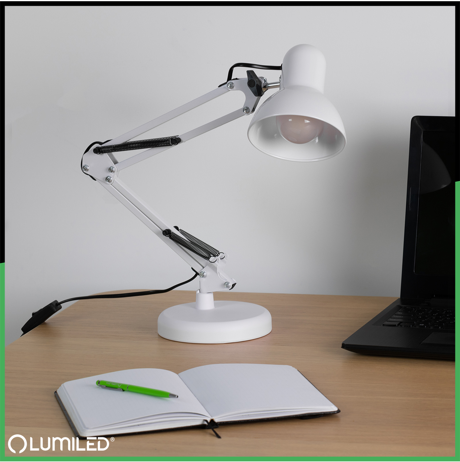 Lampka Biurkowa Kreślarska Stołowa E27 TOBI Biała Lumiled + uchwyt na blat - pierwsza cecha produktu