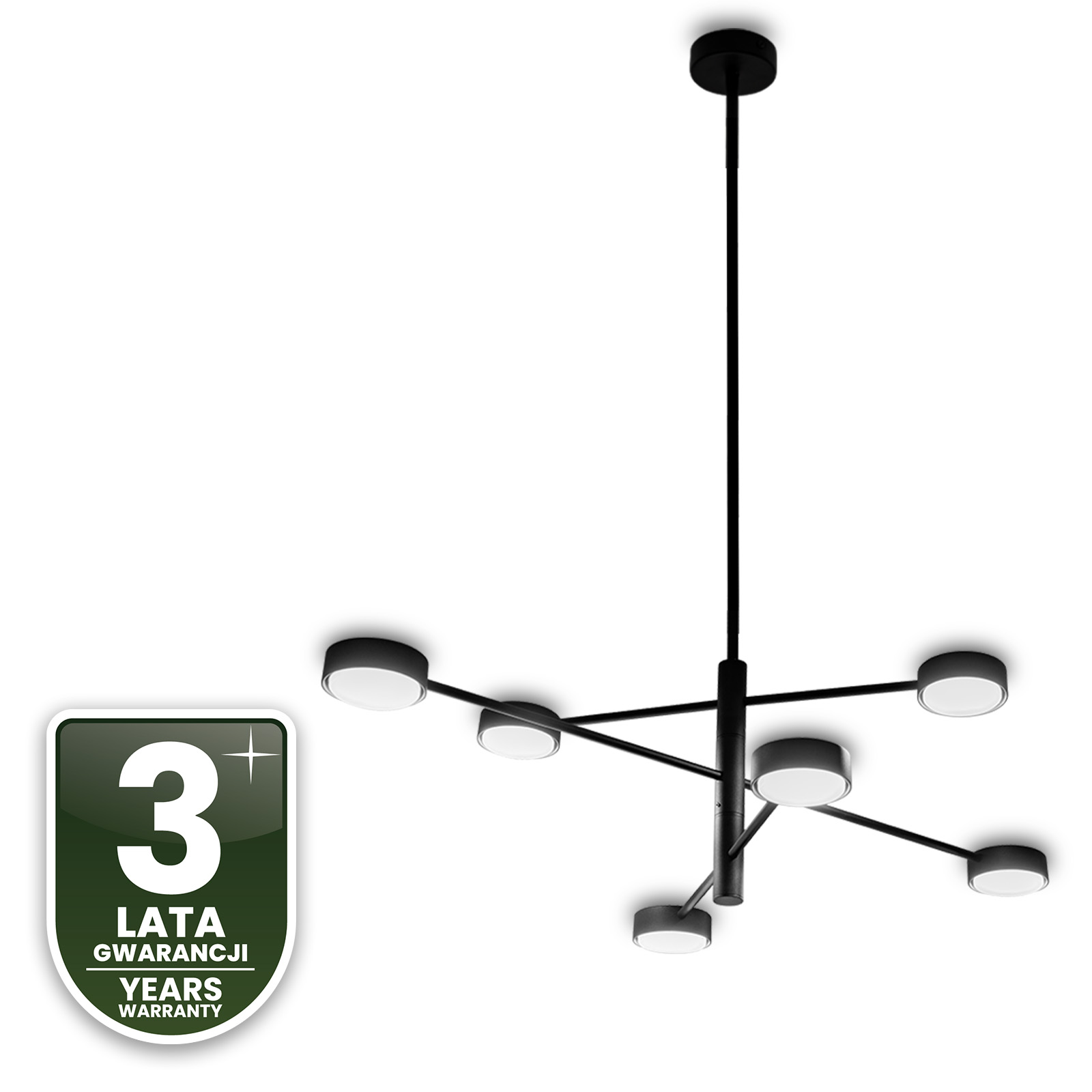 Lampa Sufitowa Wisząca LED 6x GX53 Żyrandol Reflektor Czarna OVILO LUMILED - trzecia cecha produktu