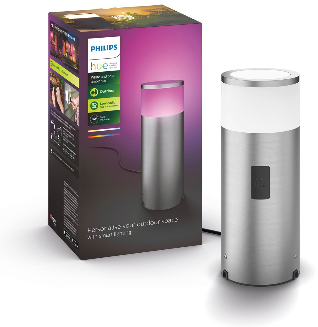 Lampa Ogrodowa Zewnętrzna LED SŁUPEK 25cm 8W 590lm IP65 White and Color Ambiance RGB + TW srebrny Inteligentna SMART Zigbee Bluetooth Calla Philips HUE - główne zdjęcie produktu