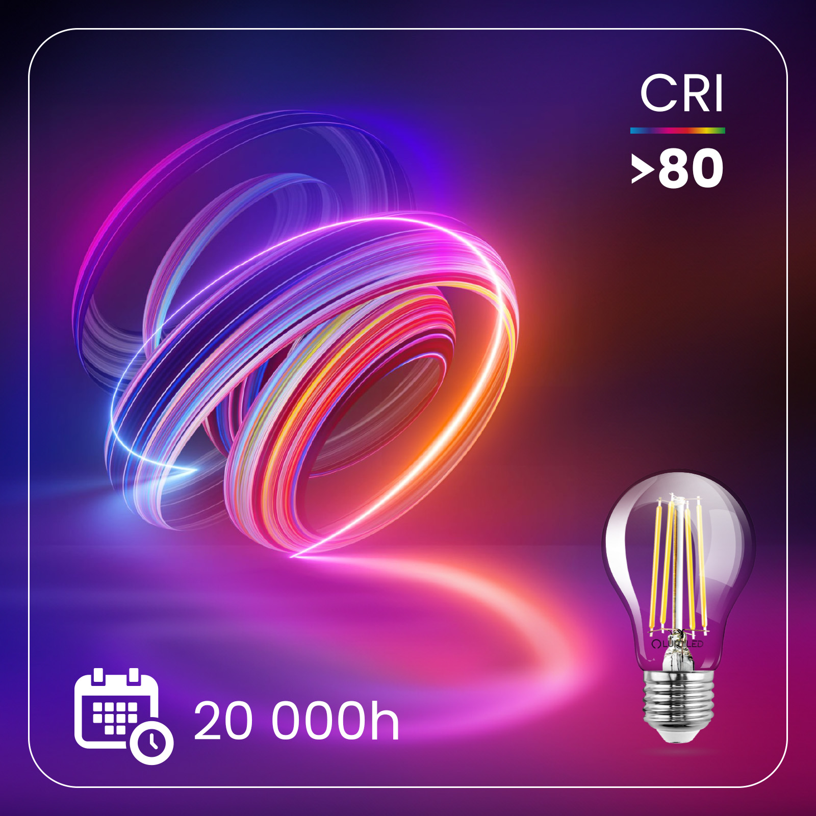 Żarówka LED E27 A60 7W = 60W 810lm 4000K Neutralna 360° FILAMENT LUMILED - druga cecha produktu