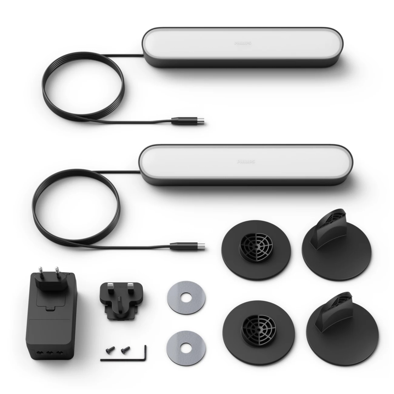 2x Lampka Biurkowa Podłużna LED 6.7W 500lm IP20 White and Color Ambiance RGB + TW Czarna 25cm Inteligentna SMART Zigbee Bluetooth Play Philips HUE - skład produktu