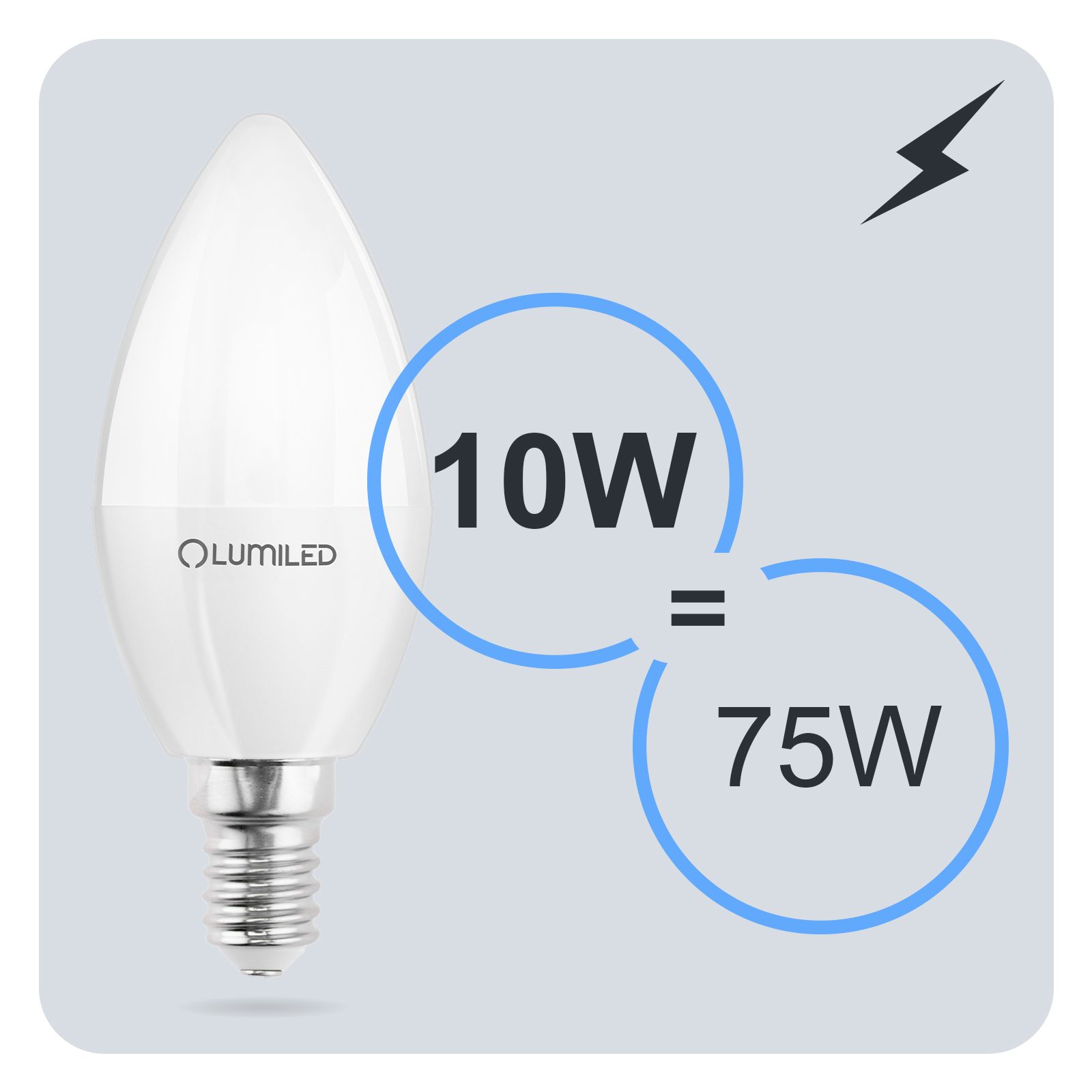 Żarówka LED E14 Świeczka B35 10W = 75W 1055lm 6500K Zimna 180° LUMILED - trzecia cecha produktu