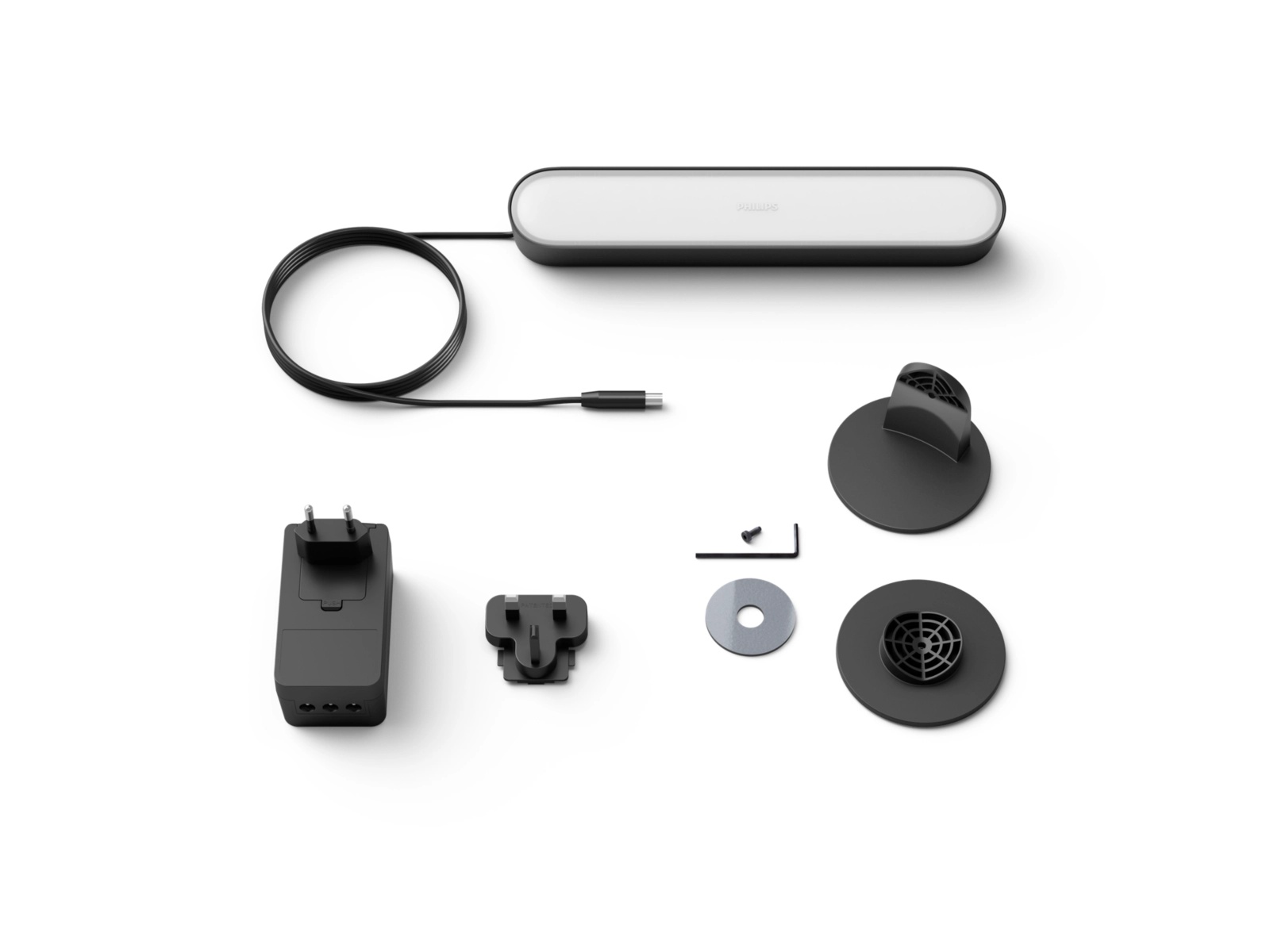 Lampka Biurkowa Podłużna LED 6.7W 500lm IP20 White and Color Ambiance RGB + TW Czarna 25cm Inteligentna SMART Zigbee Bluetooth Play Philips HUE - skład produktu